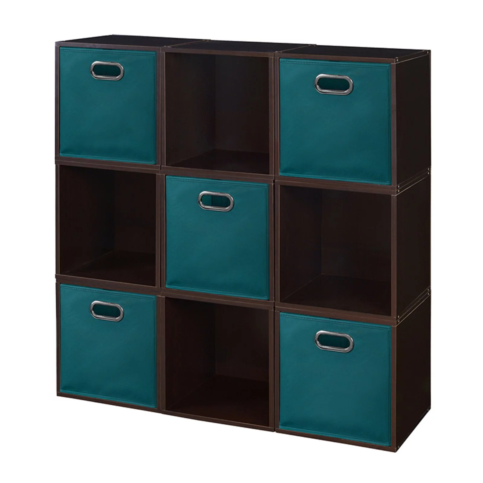 Niche Cubo Storage Set - 9 Cubes & 5 Canvas Bins- Cherry/Teal