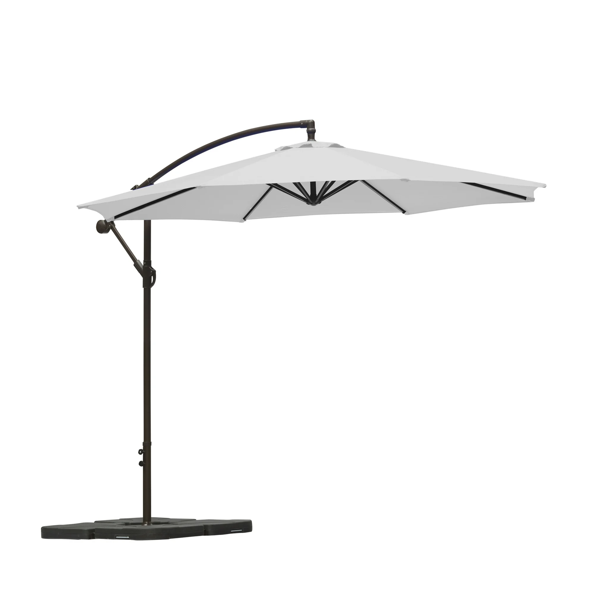 Westin Outdoor 10 Ft Cantilever Offset Umbrella with Base Weights Included for Outdoor Patio UV Weather Resistant, White