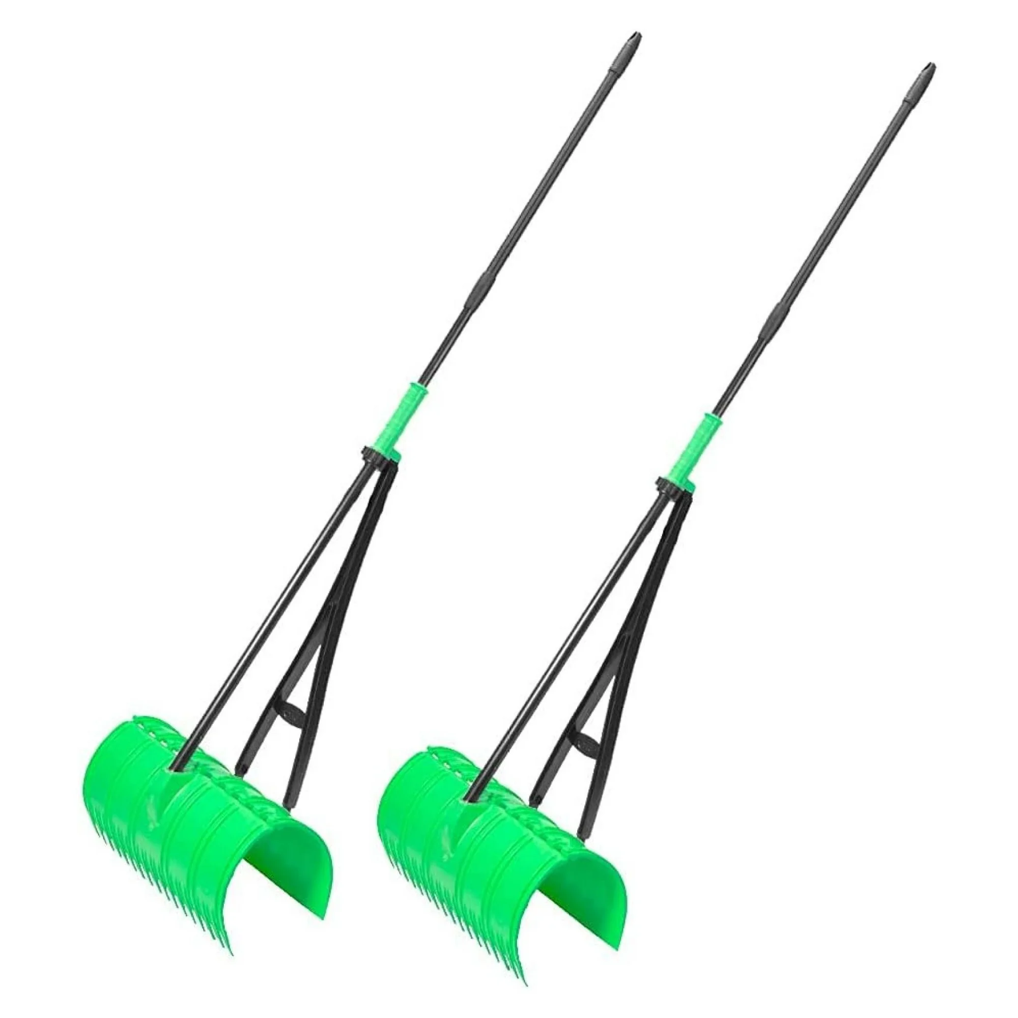 ZHANGHU Back Saving Garden Rake  Leaf Rakes for Gardening  Leaf Picker Upper  Heavy Duty Leaves Claw & Rakes Lawns Garden Tool  Easy Leaf & Grass Grabber Without Bending Over  Green, 2-Pack