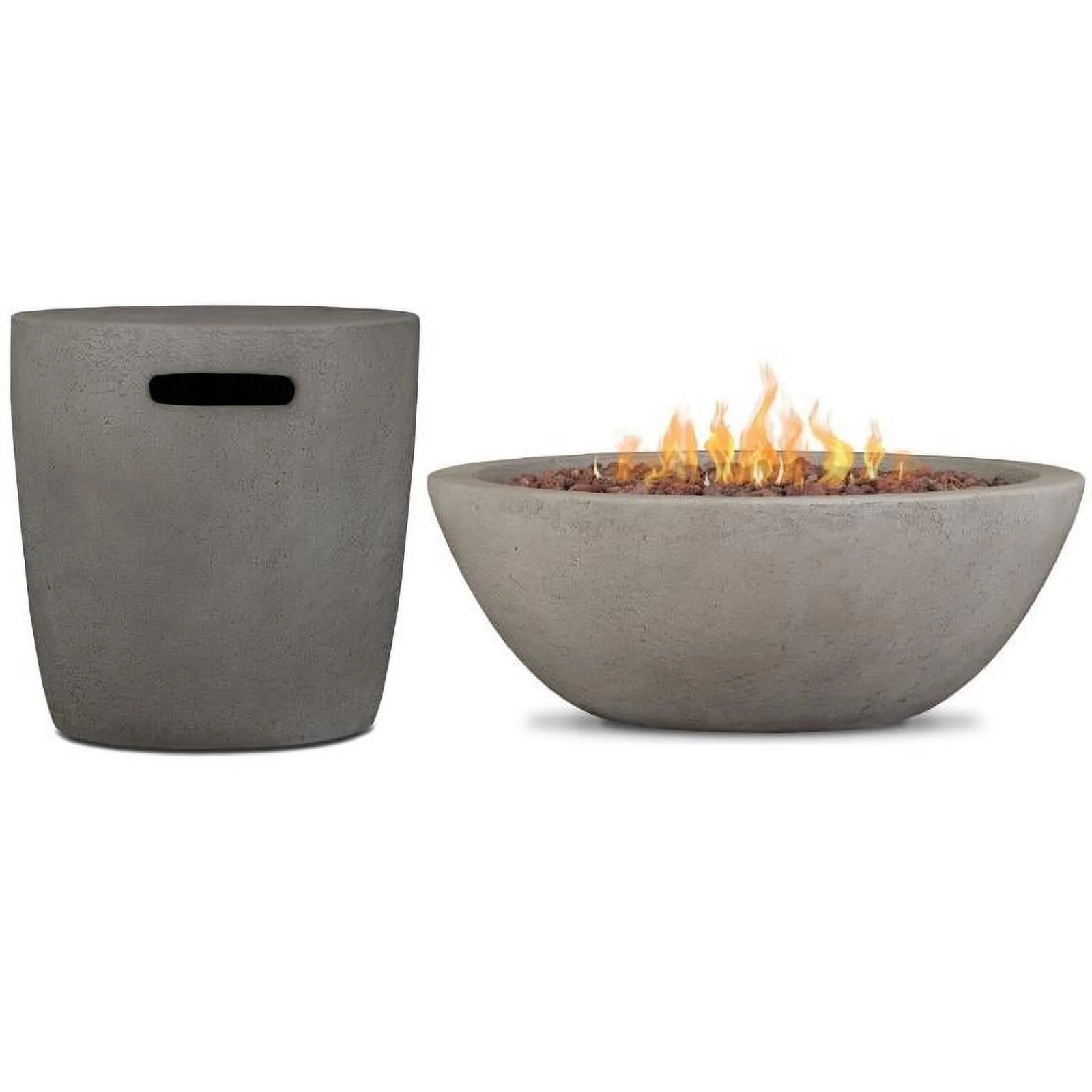 Home Square 2-Piece Set with Propane Fire Bowl and Tank Cover in Glacier Gray