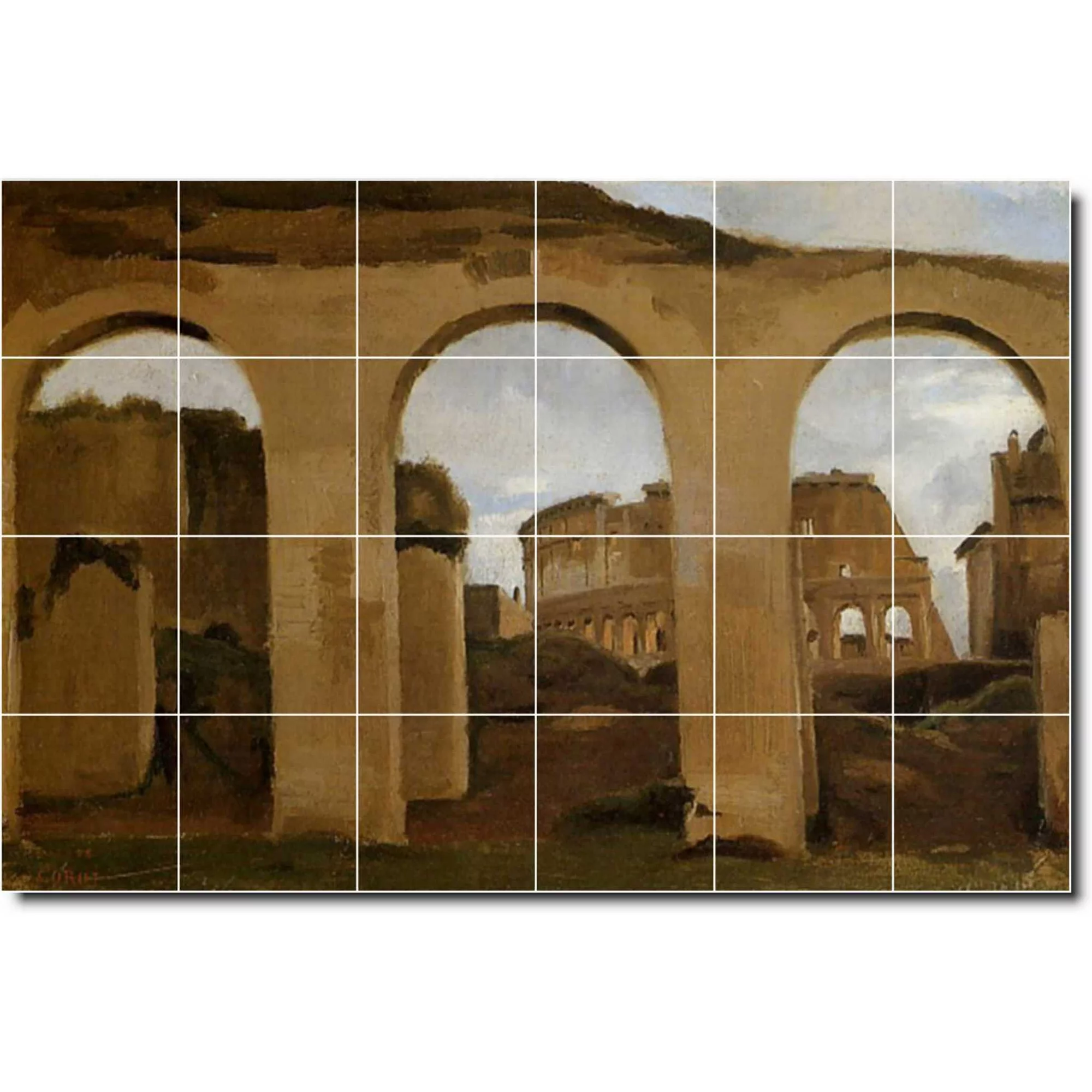 Ceramic Tile Mural-Jean Corot Historical Backsplash Tile Mural 14. 36
