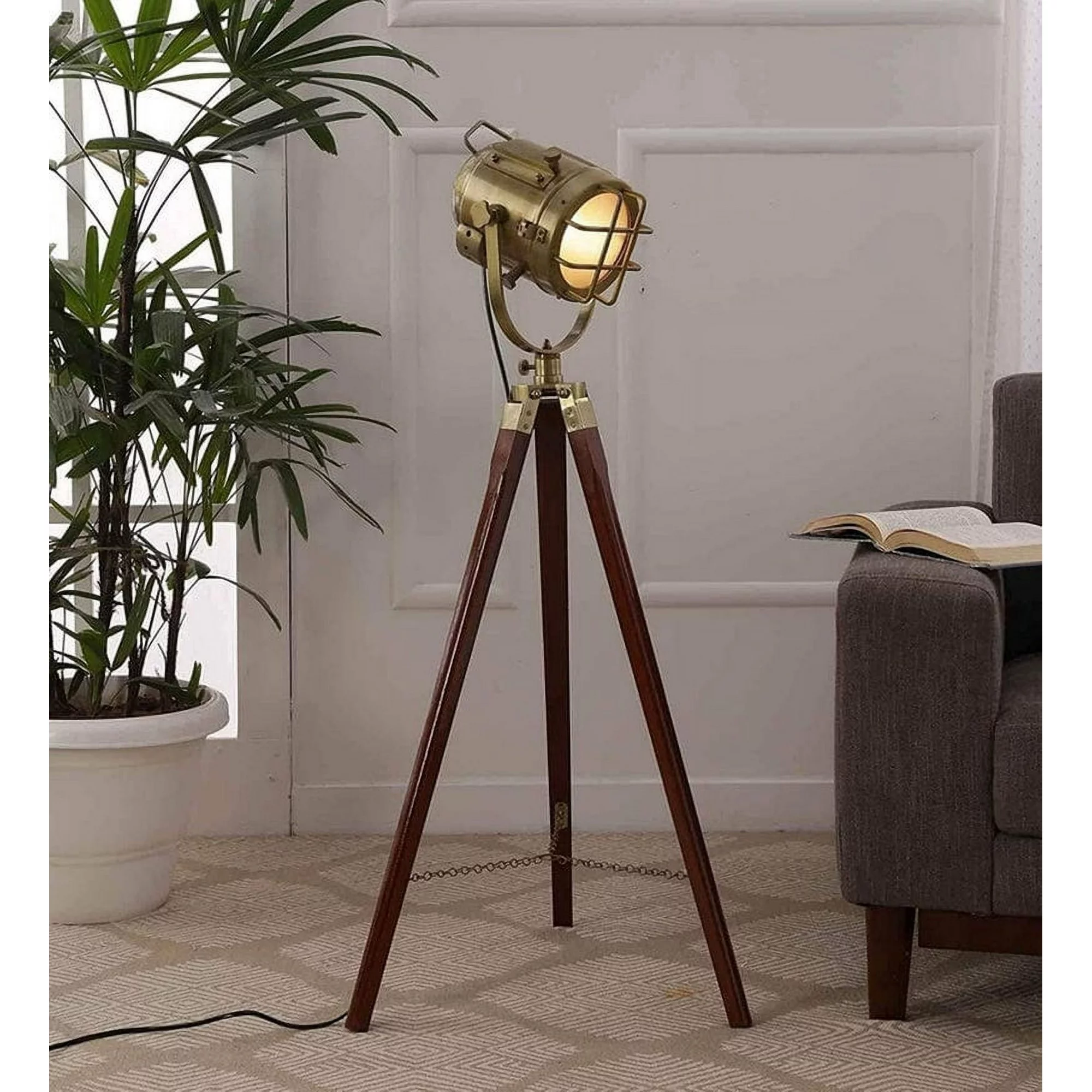 Wooden Tripod Lamp Studio Floor Lamp Lighting Searchlight Spotlight Lamp Home Decorative Lamp Light Stand