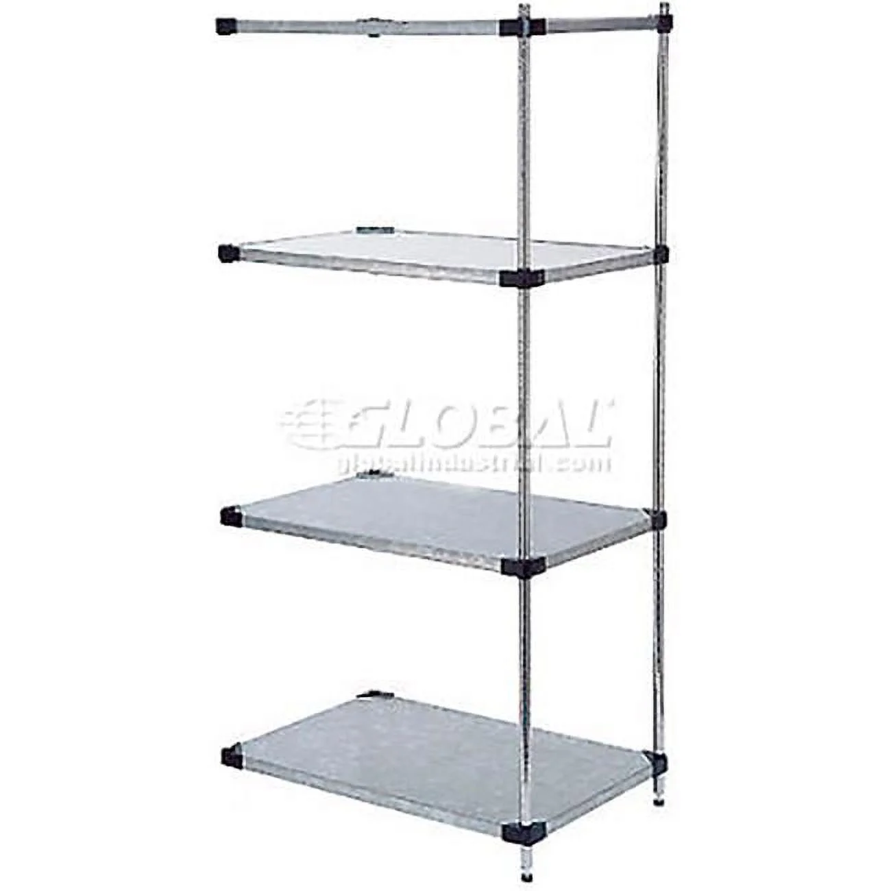Nexel 4 Tier Shelving Add-On Unit, Solid Galvanized Steel, 42