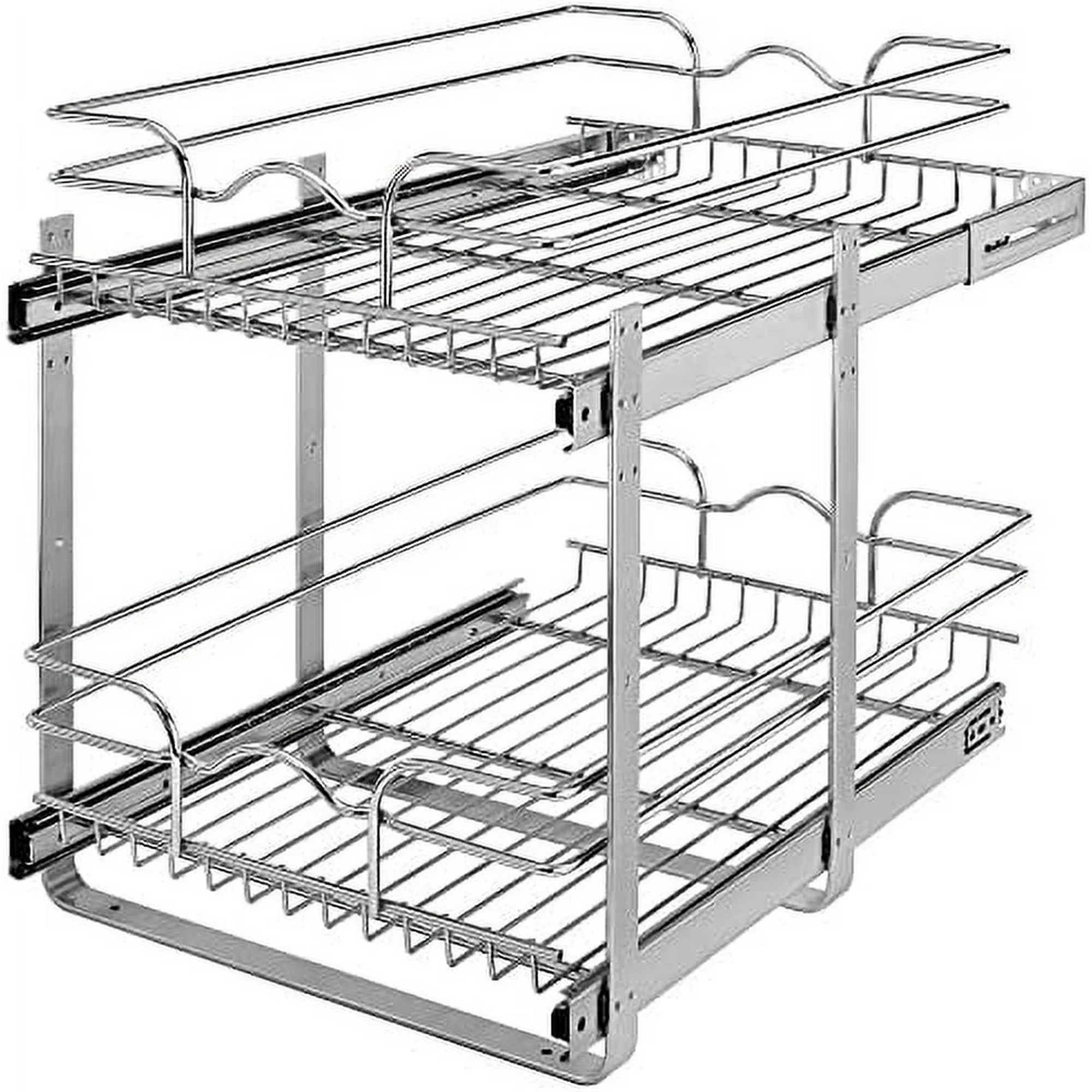VNMKIOP 2-Tier Kitchen Cabinet Pull Out  and Drawer Organizer Slide Out Pantry  Basket in Multiple Sizes  24 x 22 In  5WB2-2422-CR-1