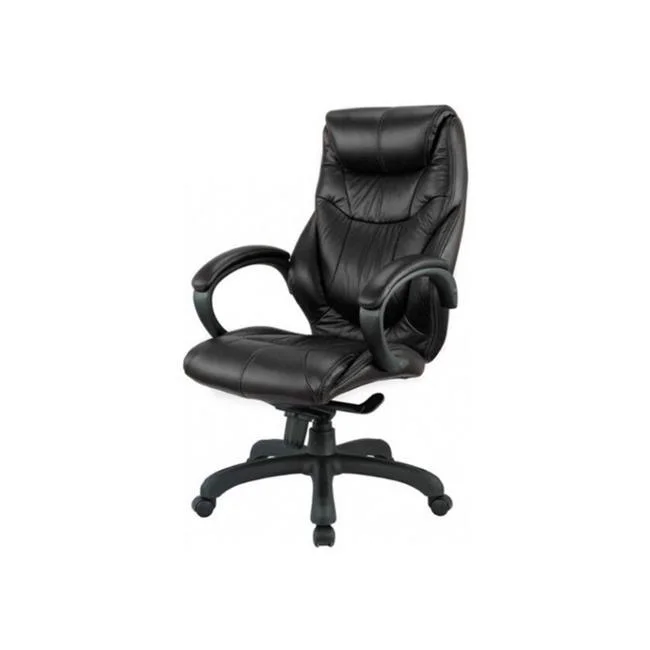 Nicer Furniture AP127A-BK Real Leather High Back Executive Chair, Black