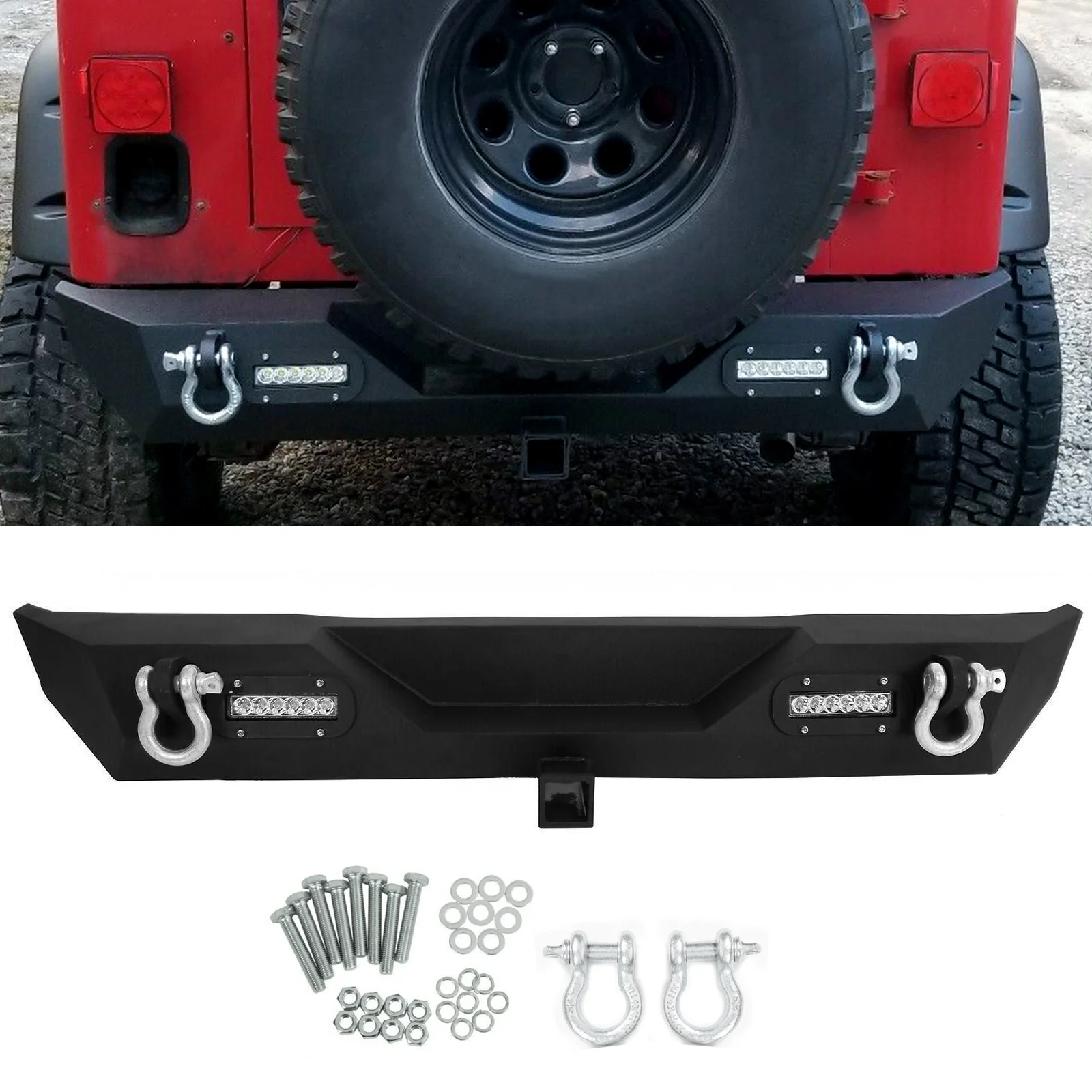 YZONA Off-road Front and Rear Bumper Compatible with 1987-2006 Jeep