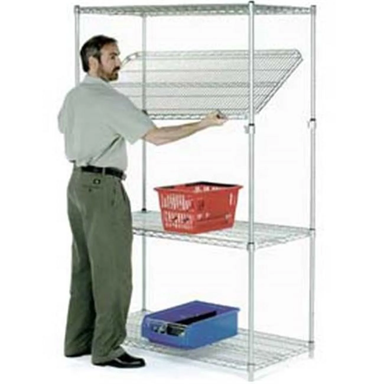 Nexel 24726AZ Poly-Z-Brite Quick Adjust Wire Shelving, Clear Epoxy - 72 x 24 x 63 in.