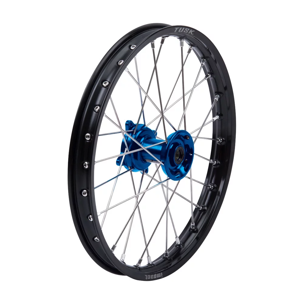 Tusk Impact Complete Wheel - Front 17 x 1.40 Black Rim/Silver Spoke/Blue Hub For KTM 85 SX 17/14 2012-2023