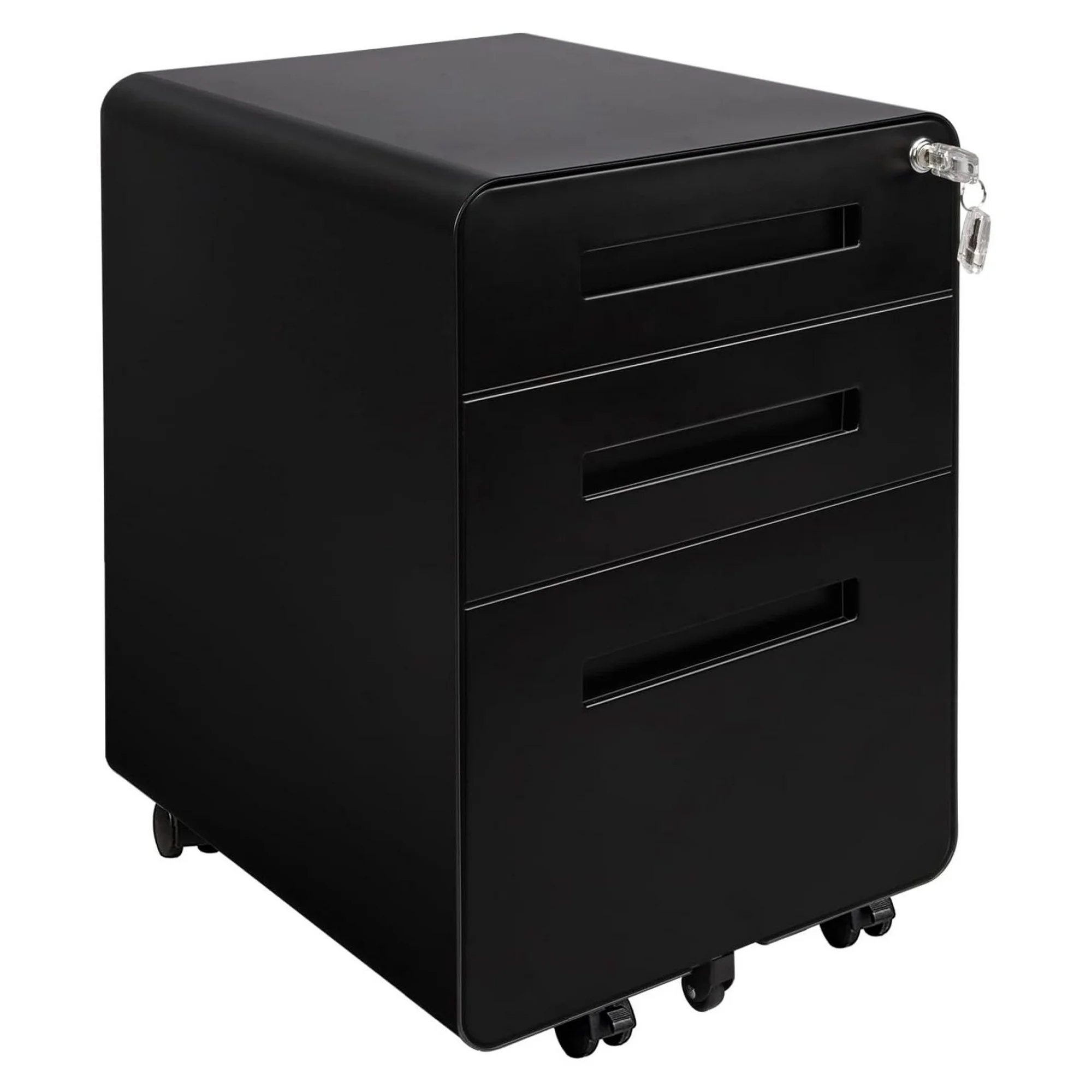 ZHANGHU 3 Drawer Mobile File Cabinet with Lock, Heavy Duty Metal Filing Cabinet Rolling Pedestal Under Desk for Home Office, Legal/Letter/A4 Size, Fully Assembled, Black
