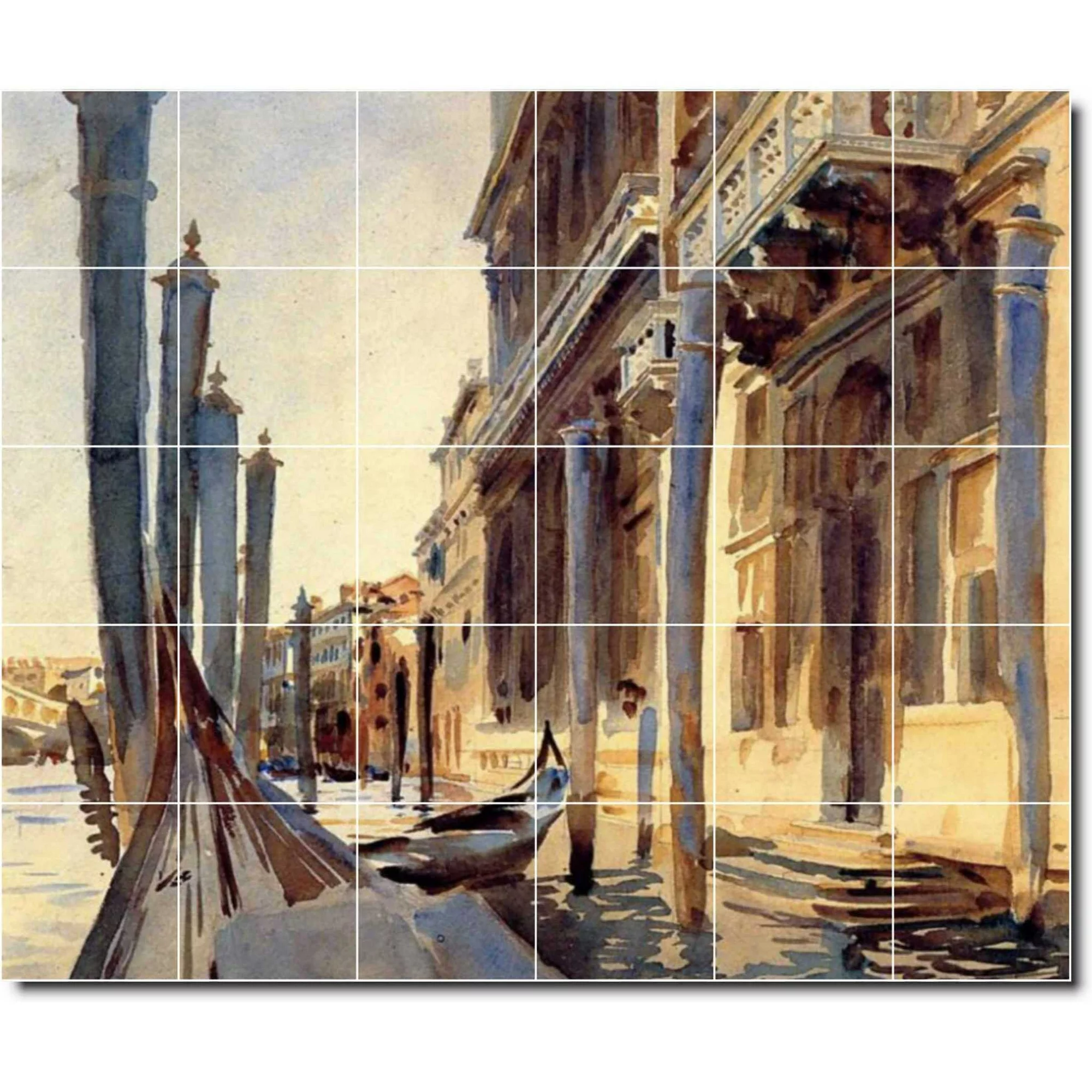 Ceramic Tile Mural-John Sargent City Backsplash Tile Mural 4. 25.5