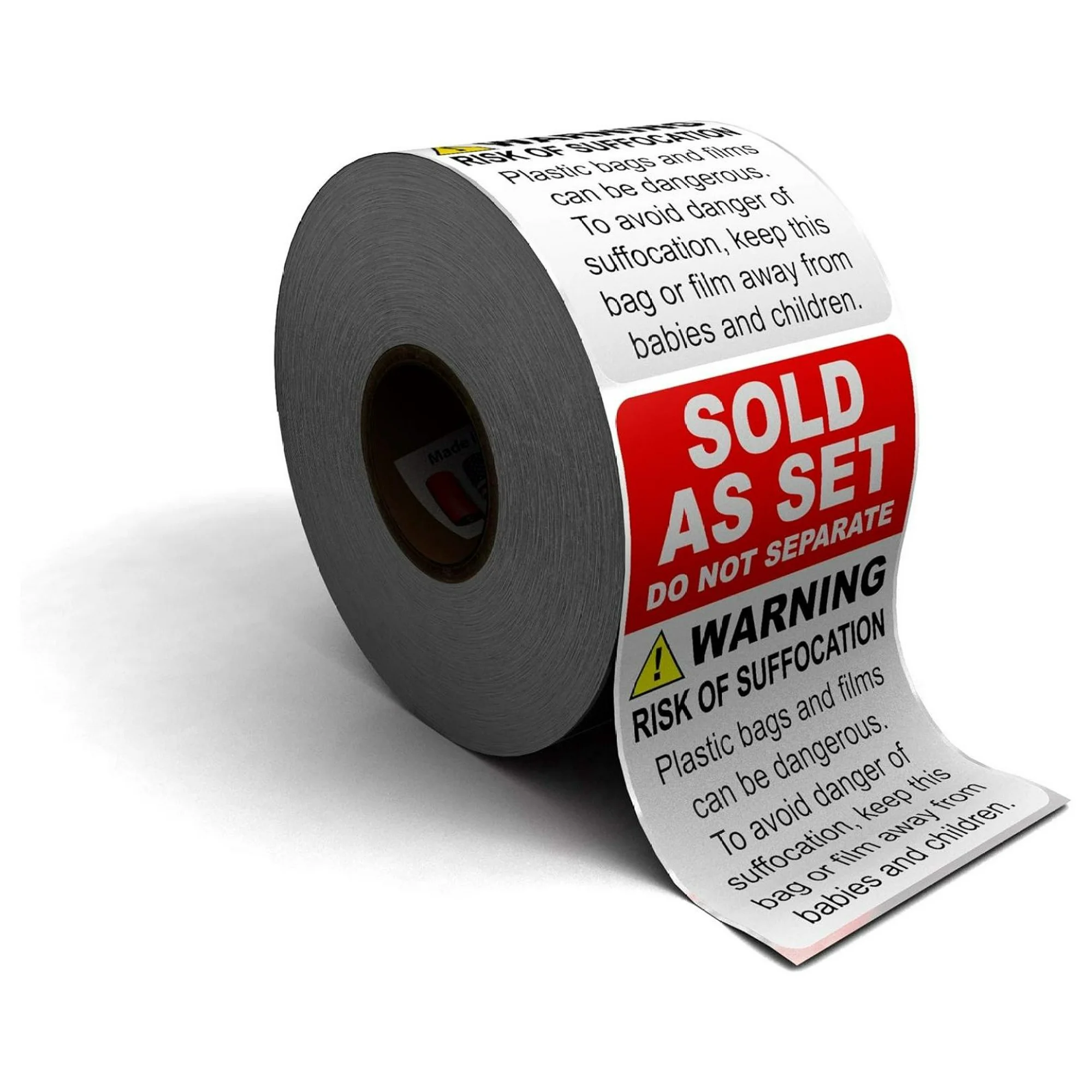 ZHANGHU Sold As Set Do Not Separate Suffocation Warning Combo Sticker Labels - 500 Labels Per Roll 2