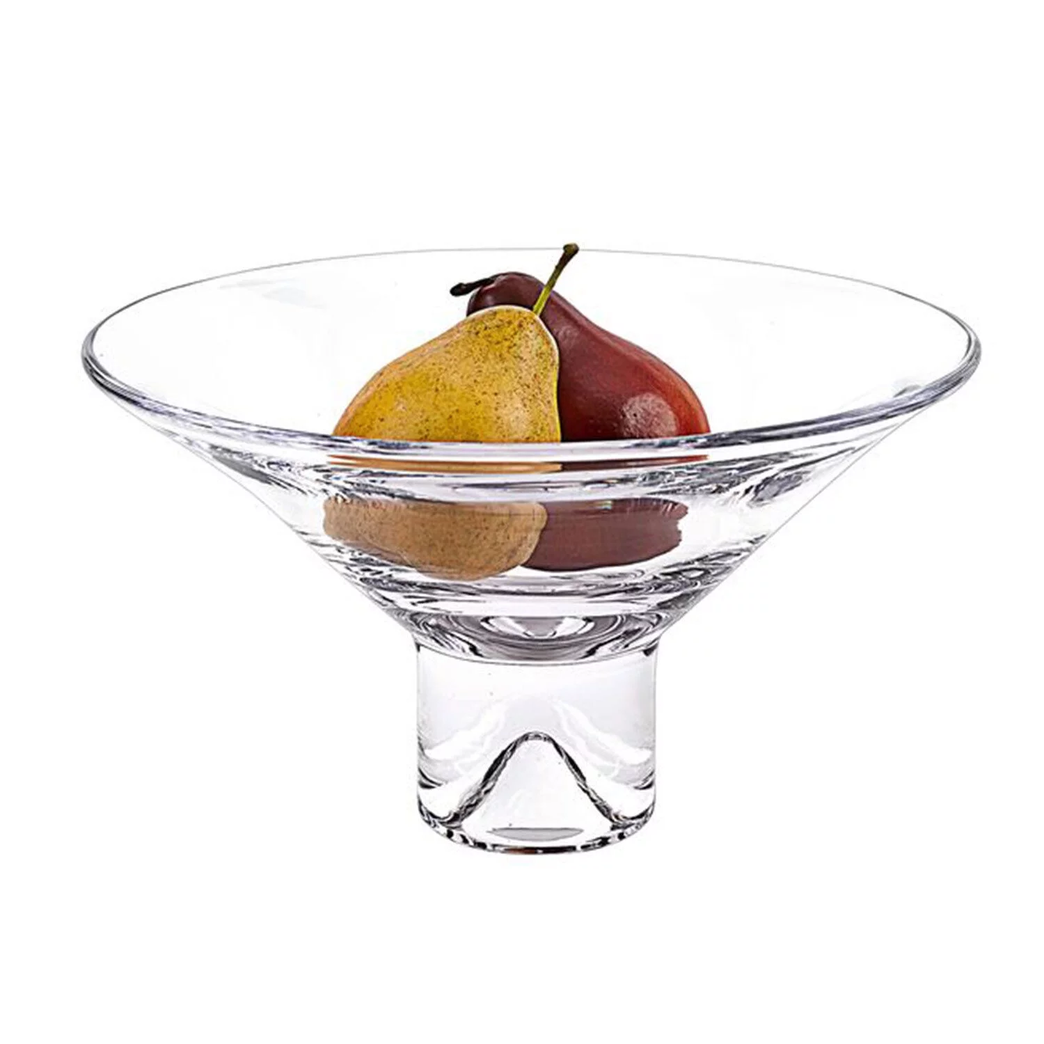 World Gifts Monaco Style Pedestal Mouth Blown Crystal Centerpiece or Fruit Bowl - Clear Color, 12 Inch