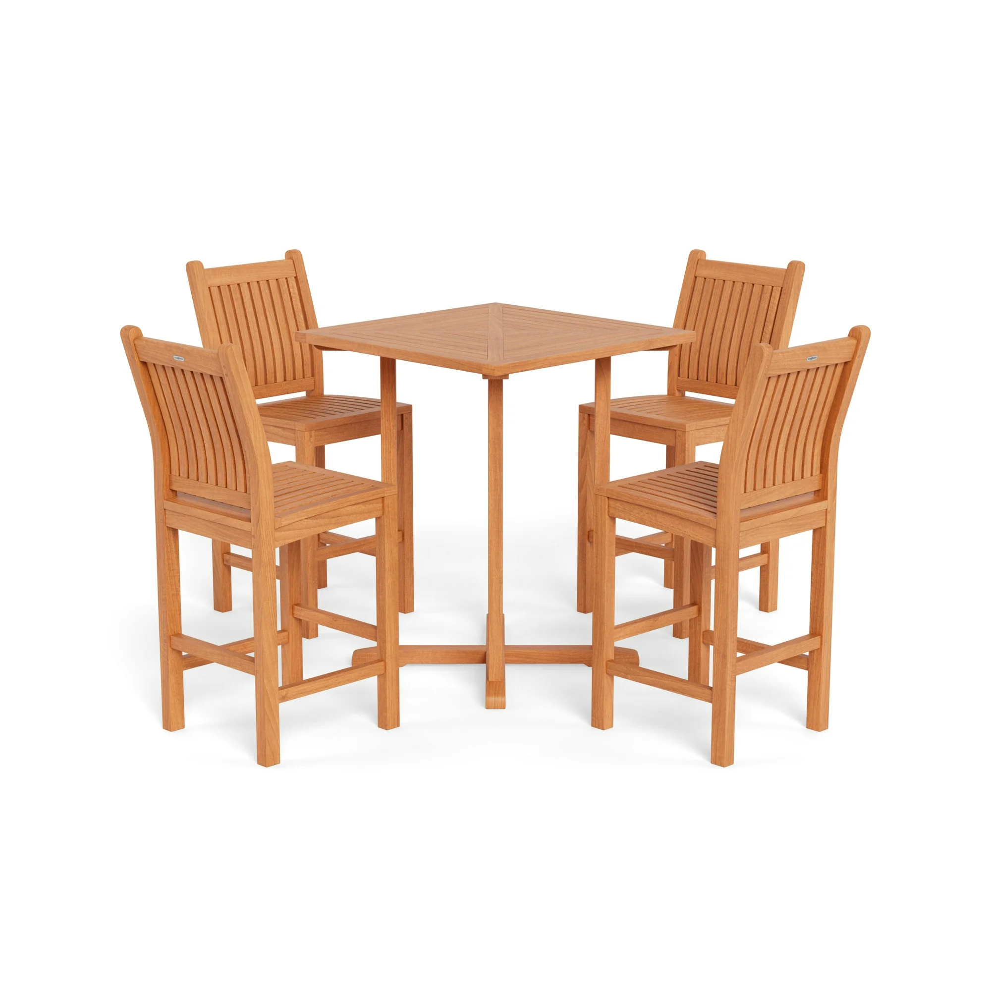 Tortuga Outdoor Jakarta Teak 5 Piece Bar Set with Bar Table and 4 Bar Stools