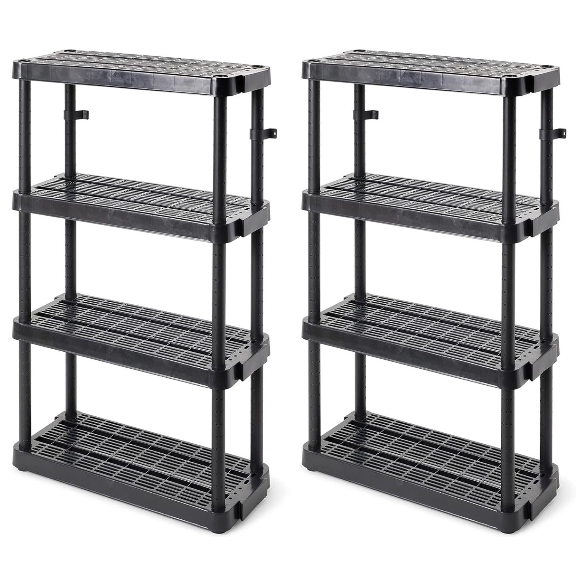 ZHANGHU 4 Shelf Adjustable Height Medium Duty Storage Unit 14 x 32 x 54.5 Organizer for Home, Garage, Basement, & Laundry, Black (2 Pack)