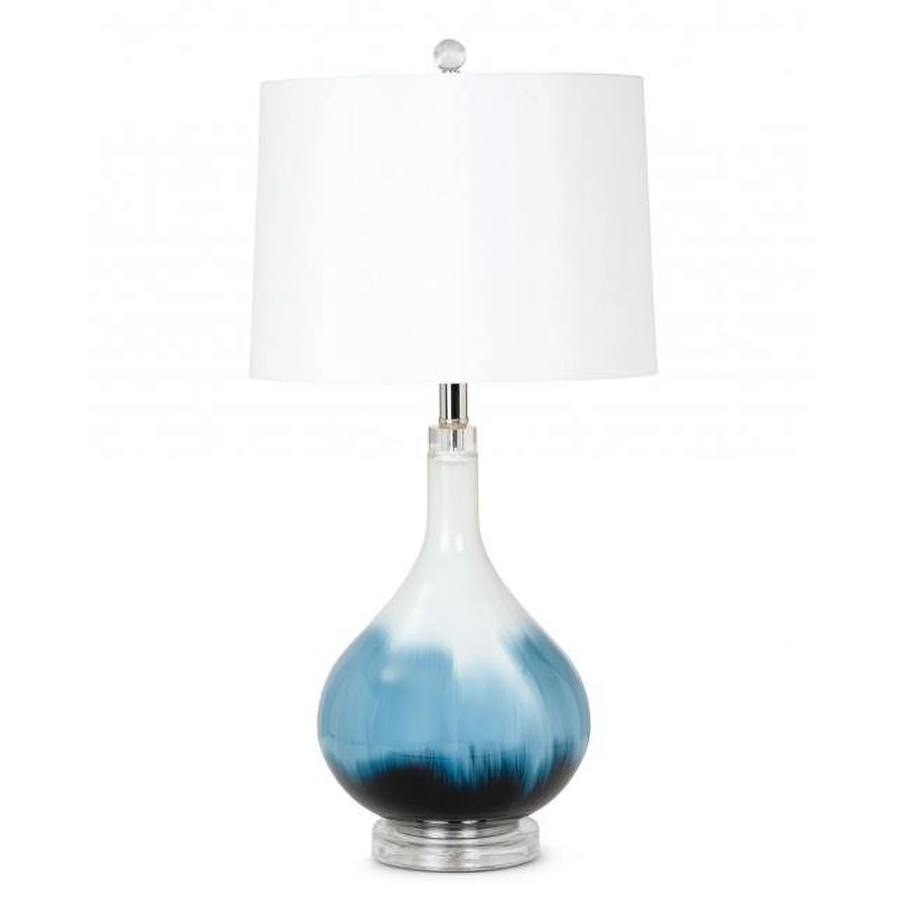 HomeRoots 388546 28.5 x 13 x 14 in. Ombre Blue & White Glass Table Lamps