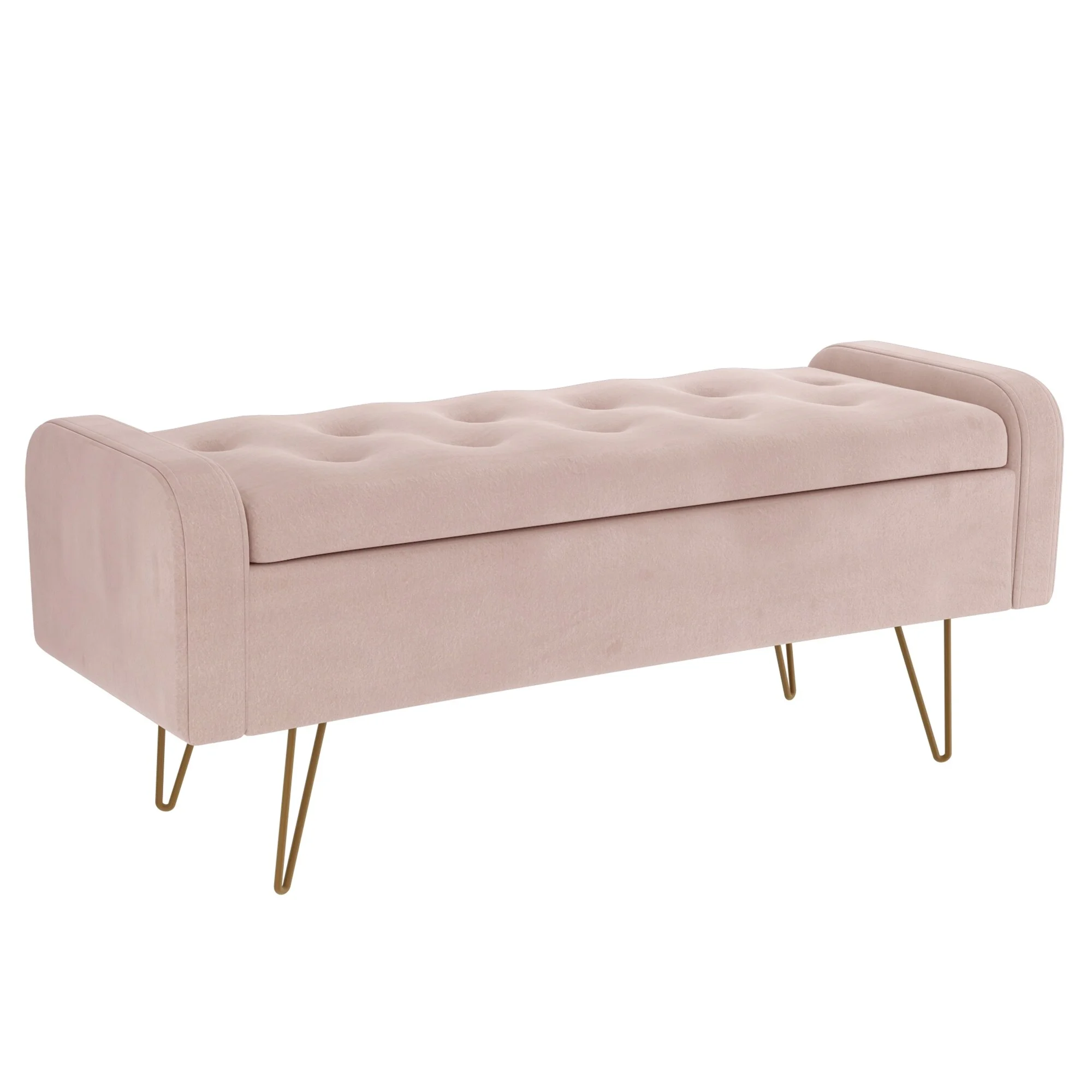Velvet Storage Ottoman Pink