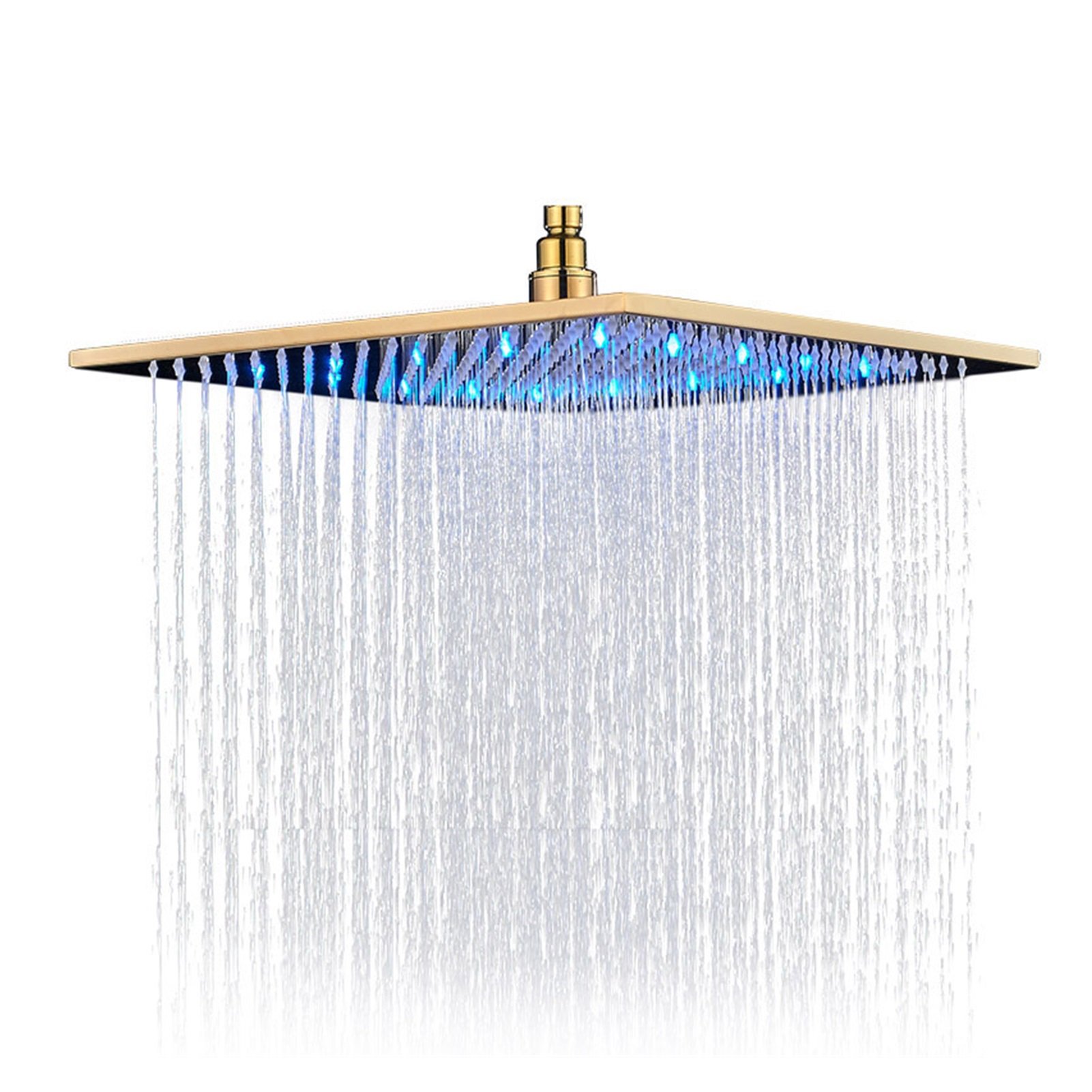 Brushed Nickel LED 16" Rainfall Shower Head Stainless Steel Square ...