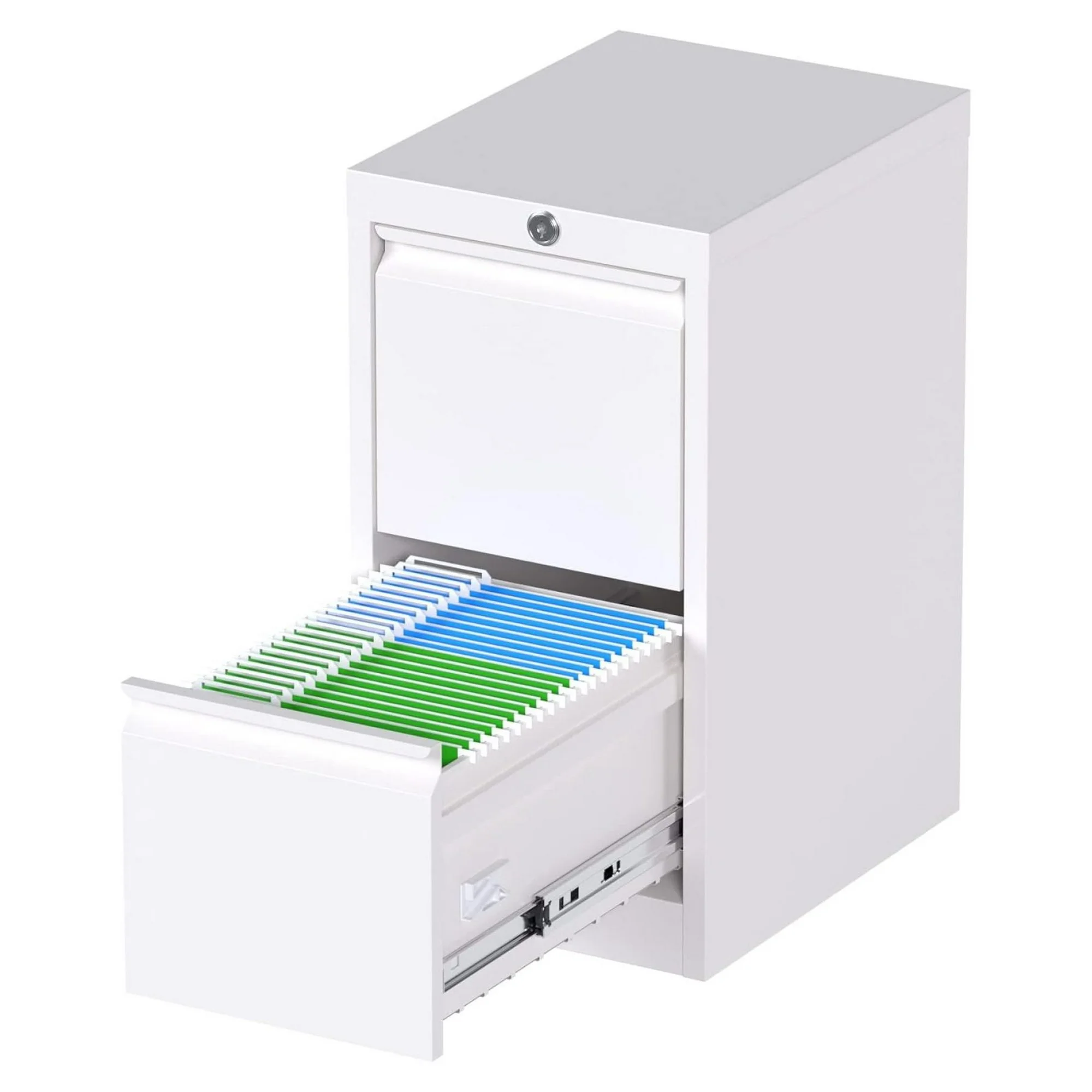 ZHANGHU 2 Drawers Vertical File Cabinet, Metal Lockable Filing Cabinet, Office File Storage Cabinet for A4 Letter/Legal Size, Assembly Required (White)