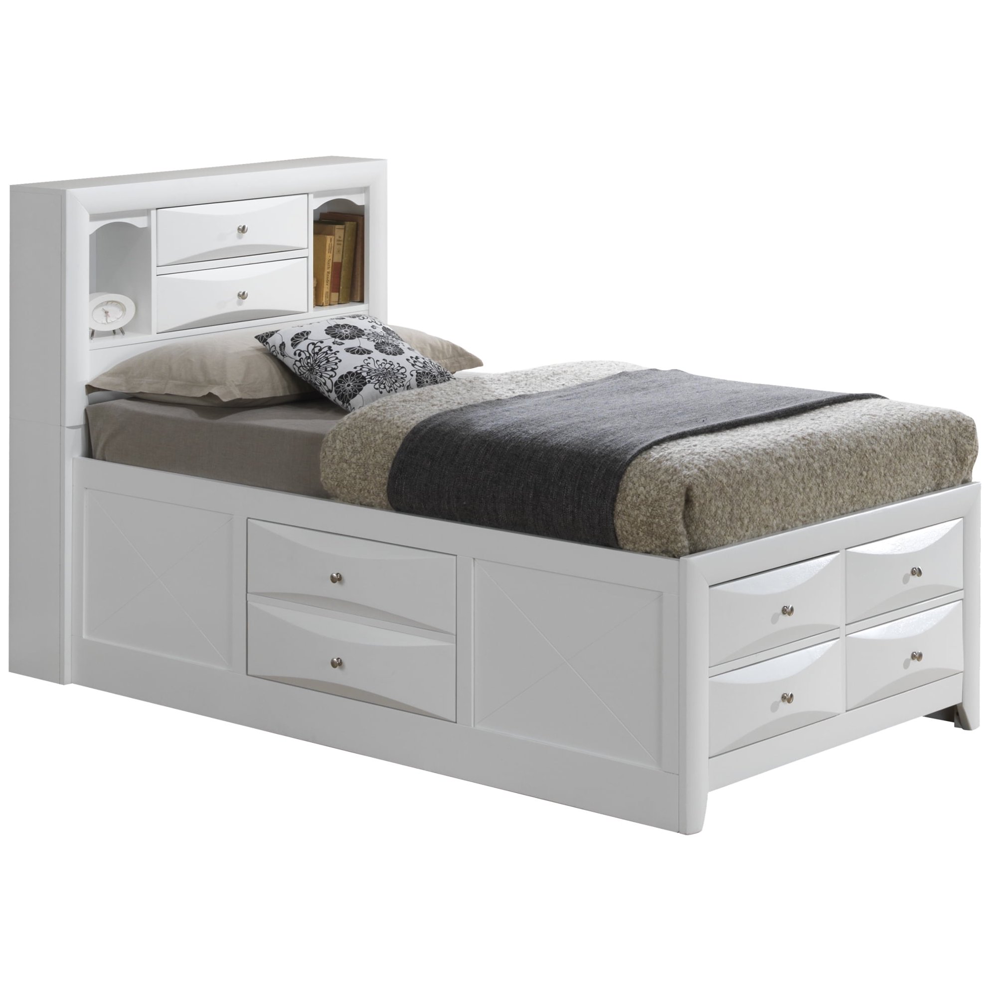 Newboti Furniture Marilla G1570G-TSB3 Twin Storage Bed, White NO.56055