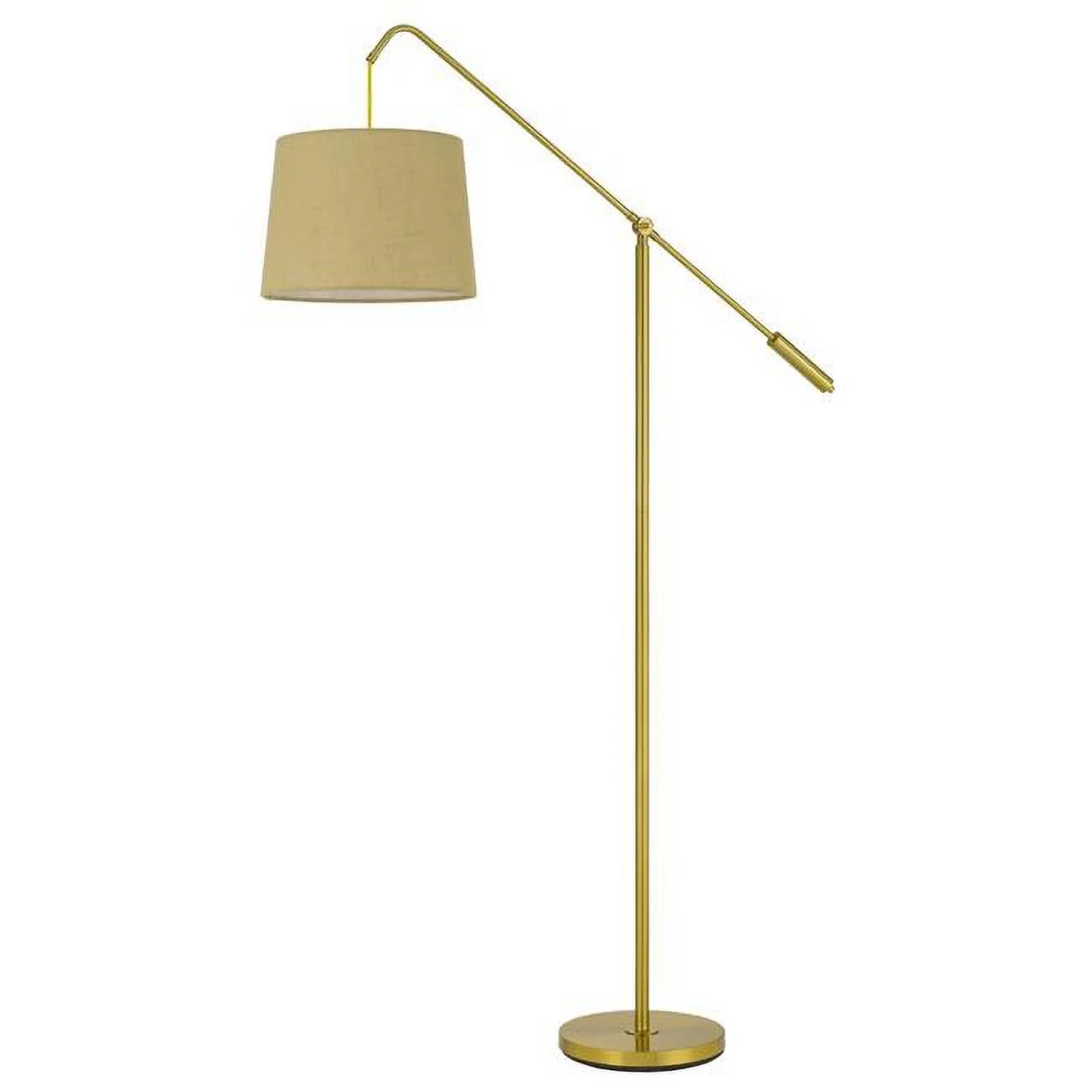 HomeRoots  68 in. Adjustable Traditional Shaped Floor Lamp with Antiqued Brass Drum Shade, Brass