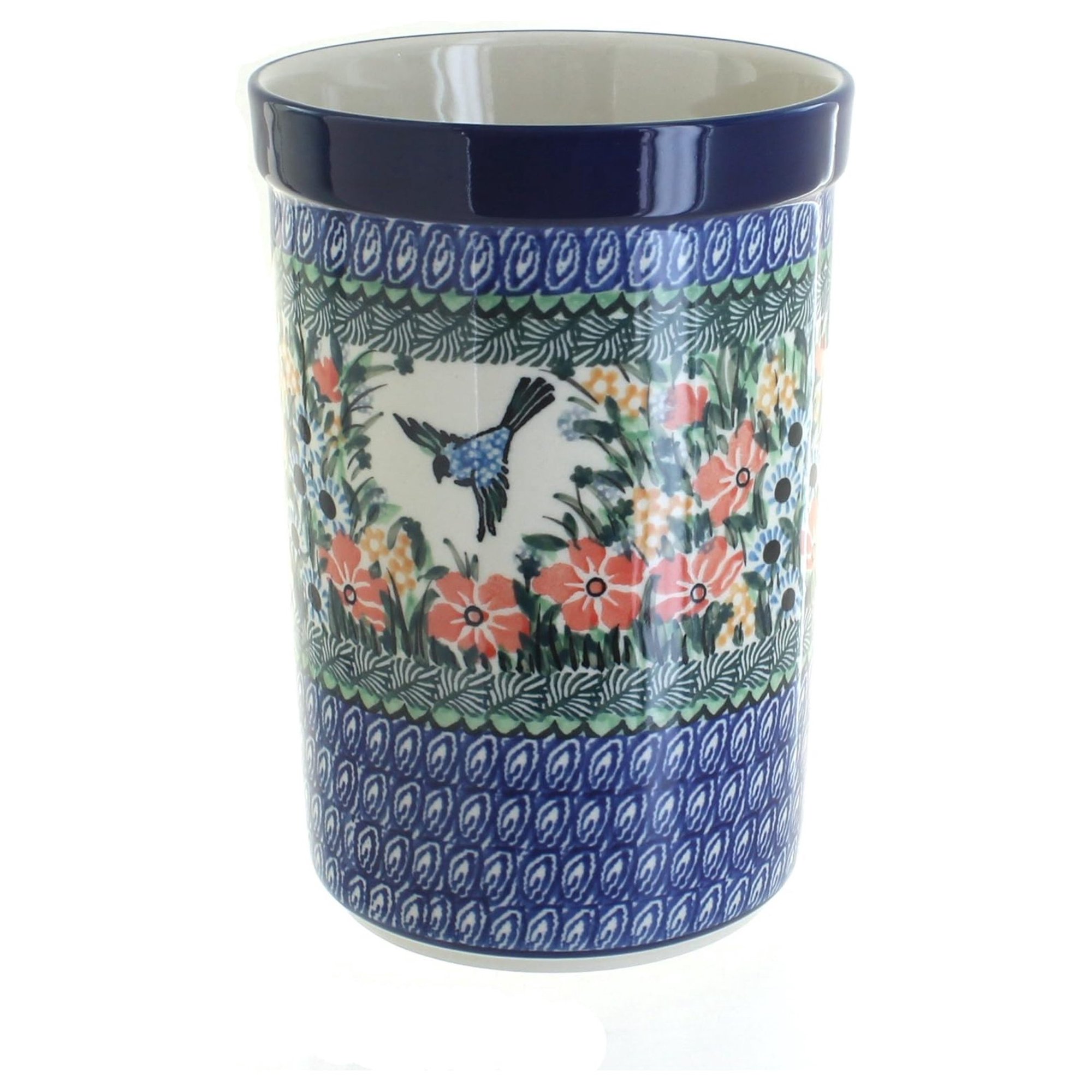 ZHANGHU Blue Rose Polish Pottery Maria Utensil Jar