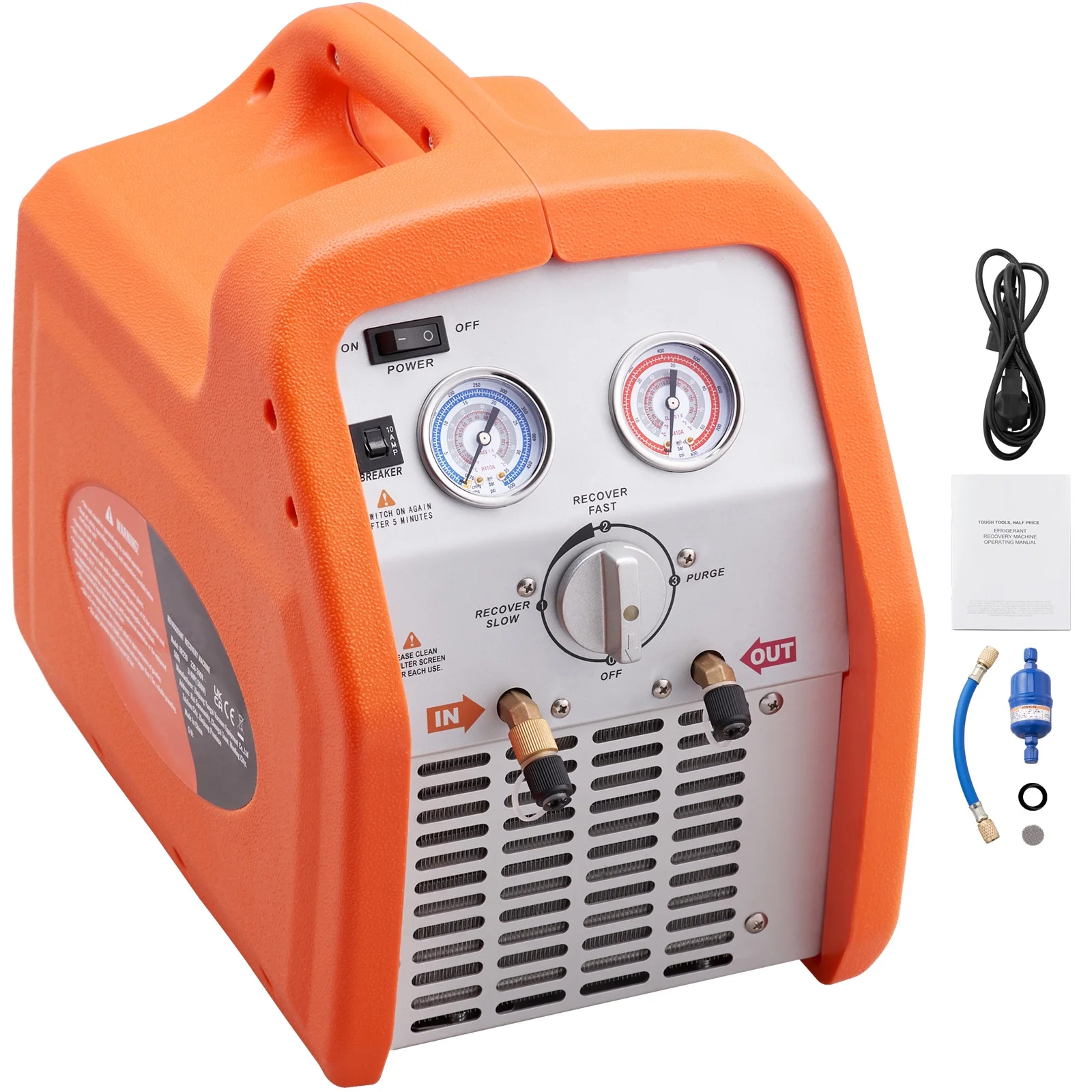 BENTISM Portable 1 HP Refrigerant Recovery Machine AC 120V 60Hz for Vapor Liquid Refrigerant with Self-cleaning Overcurrent Protection