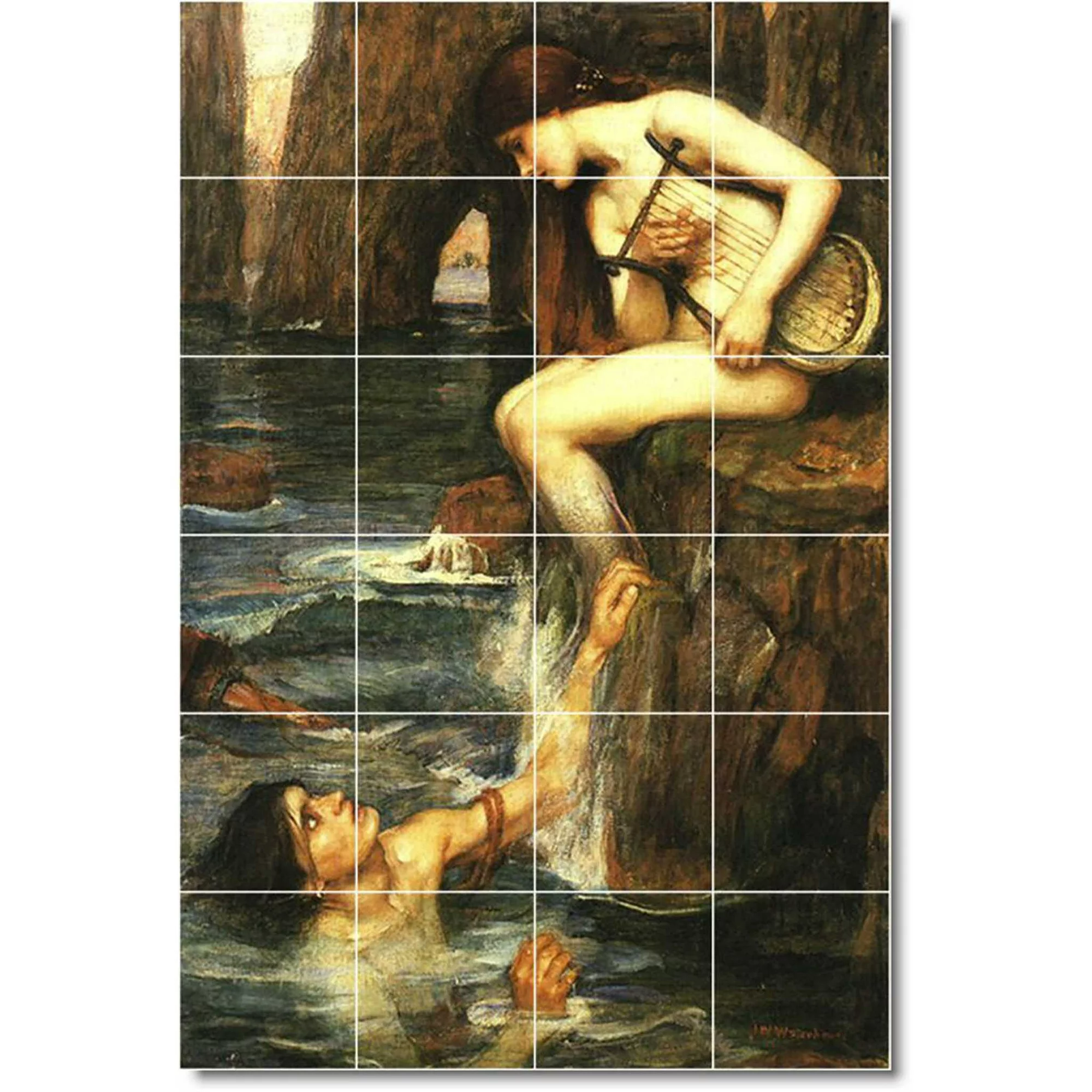 Ceramic Tile Mural-John Waterhouse Mythology Kitchen Tile Mural 25. 24