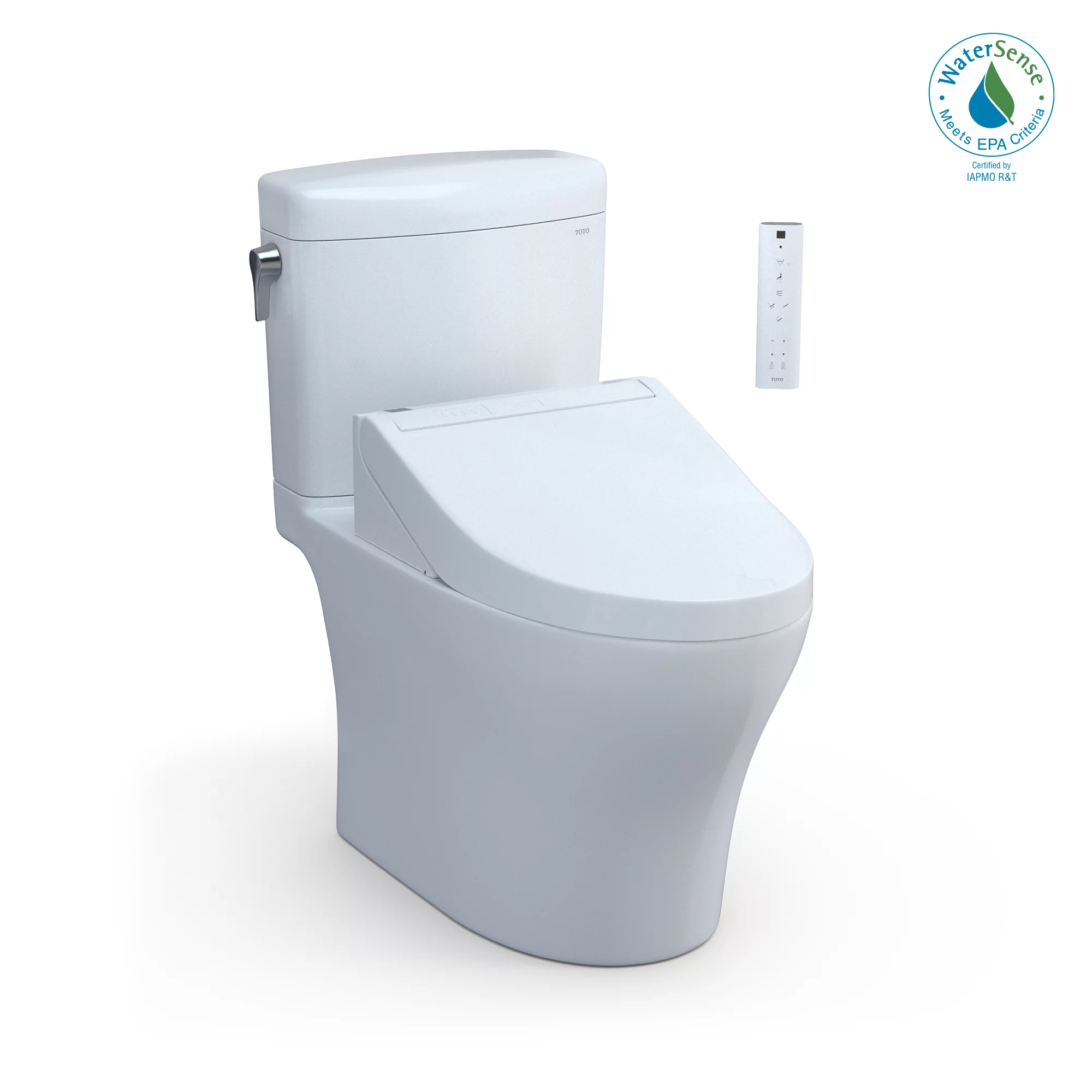 TOTO WASHLET+ Aquia IV Cube Two-Piece Elongated Dual Flush 1.28 and 0.9 GPF Toilet with C5 Bidet Seat, Cotton White - MW4363084CEMFGN#01