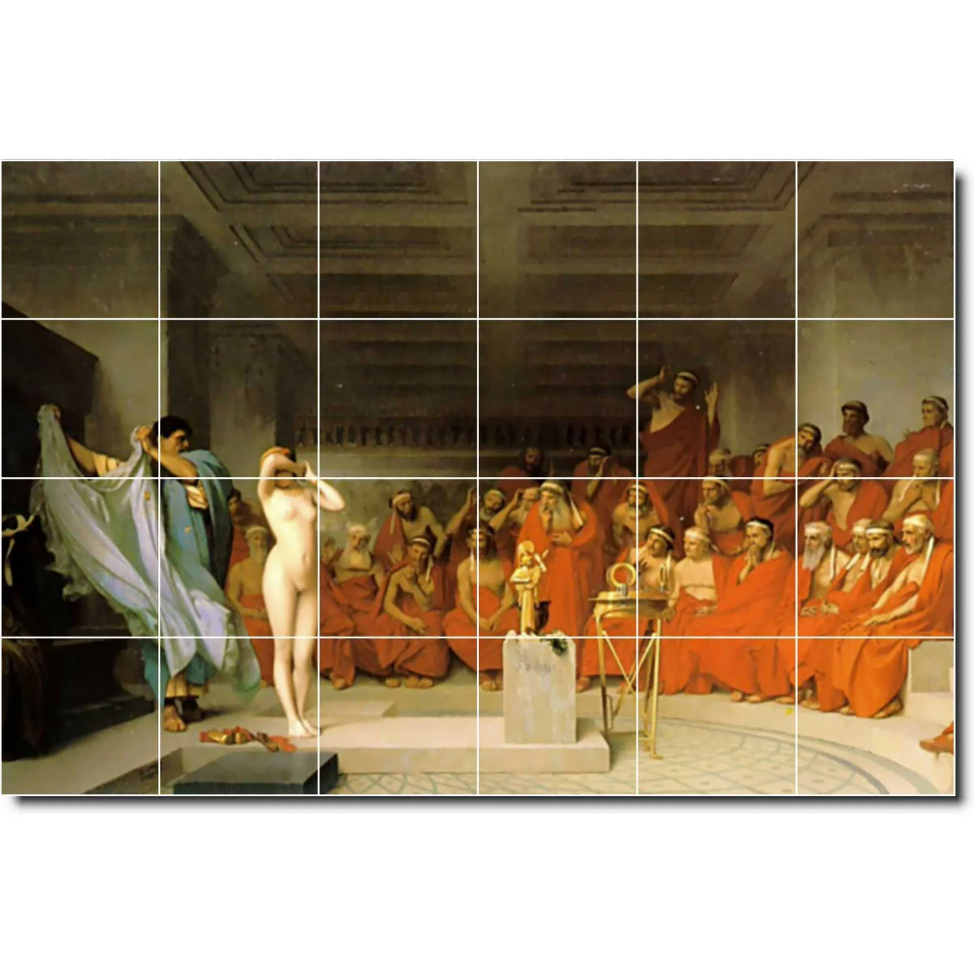 Ceramic Tile Mural-Jean Gerome Nudes Wall Tile Mural 24. 25.5