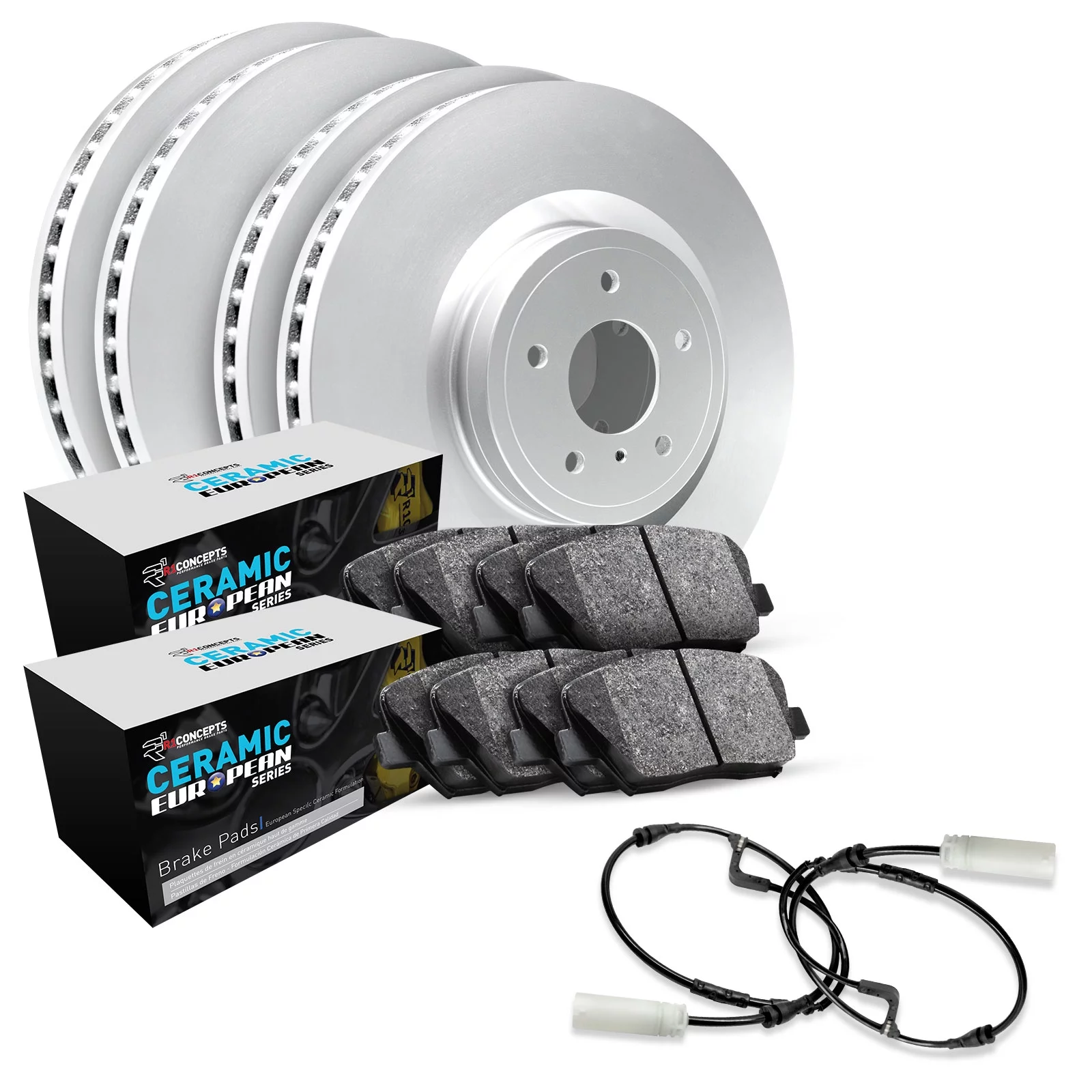 R1 Concepts Wdtc2 12549 R1 Brake Rotors Carbon Coated W/ Euro Ceramic Pads & Fits select: 2015-2021 VOLKSWAGEN GOLF