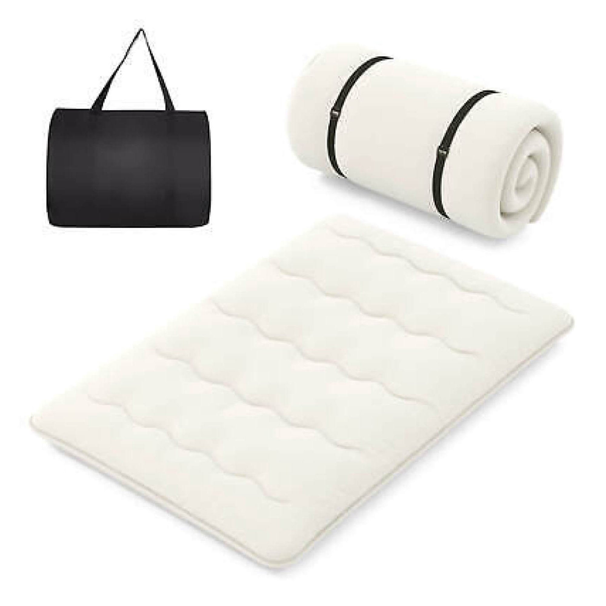 ZHANGHU Full Futon Mattress Japanese Floor Sleeping Pad Washable Cover Carry Bag Beige