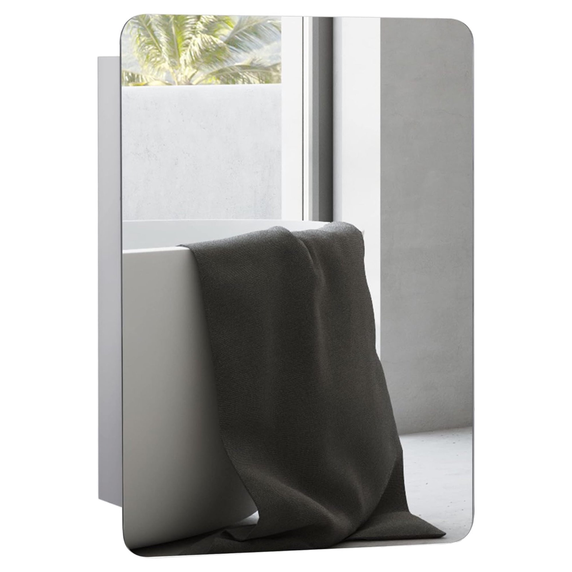 ZHANGHU 18'' x 26''/46cm x 66cm Wall Mount Bathroom Medicine Cabinet Mirror Sliding Door with 3-Tier Storage Shelf, Stainless Steel, for Living Room Bedroom Office