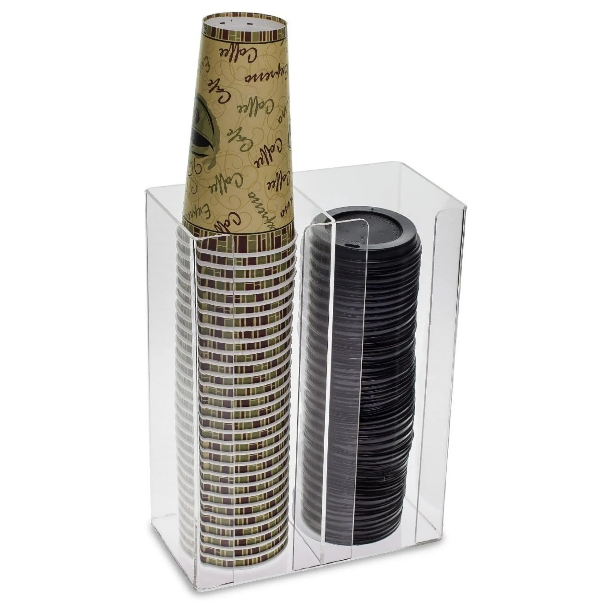 ZHANGHU Deluxe Clear Coffee Cup/Lid Soda Fountain Organizer Wall Mount or Counter Top Use