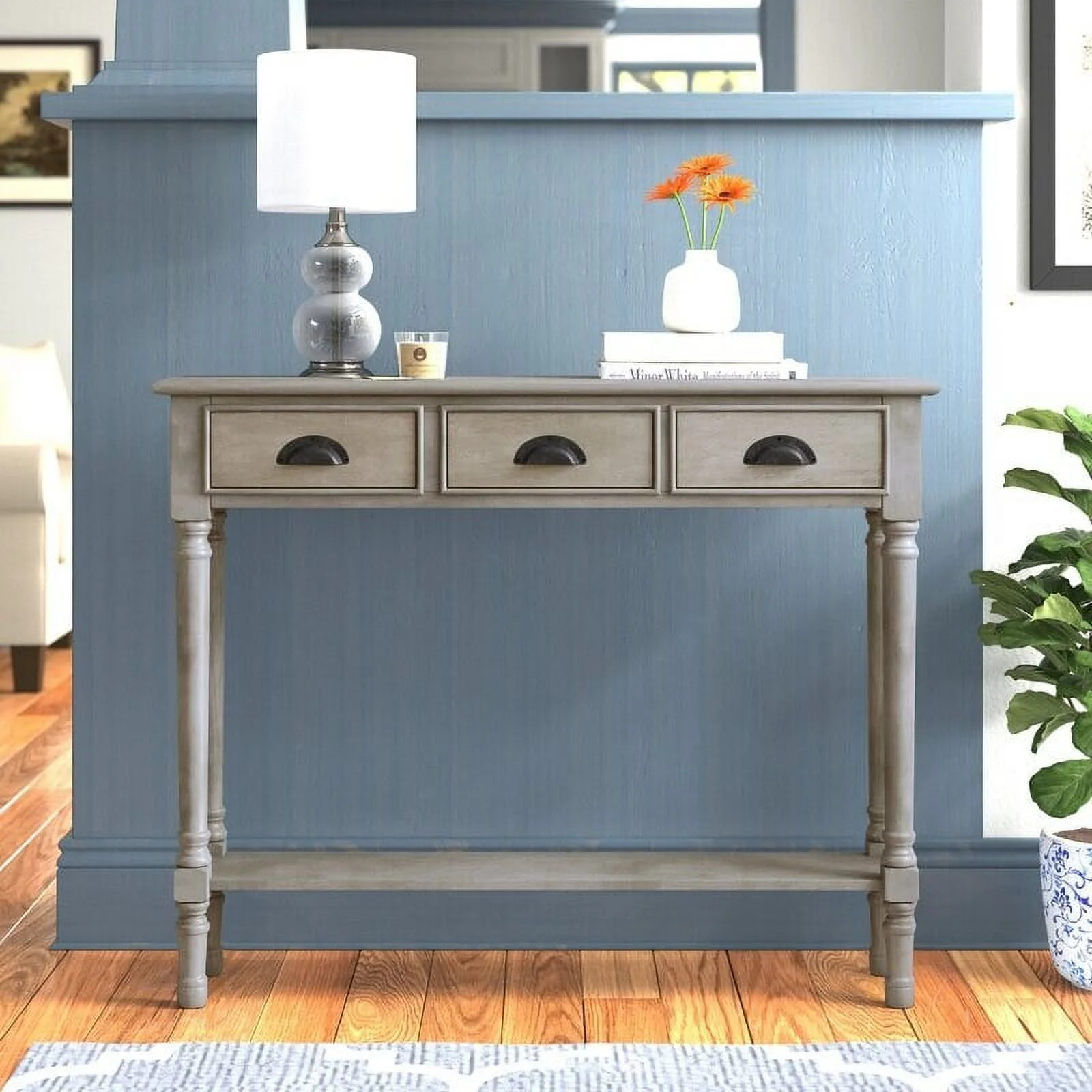 Urbanest Burlington Wood 3-drawer Console Table Roast Oyster Oriental, Farmhouse