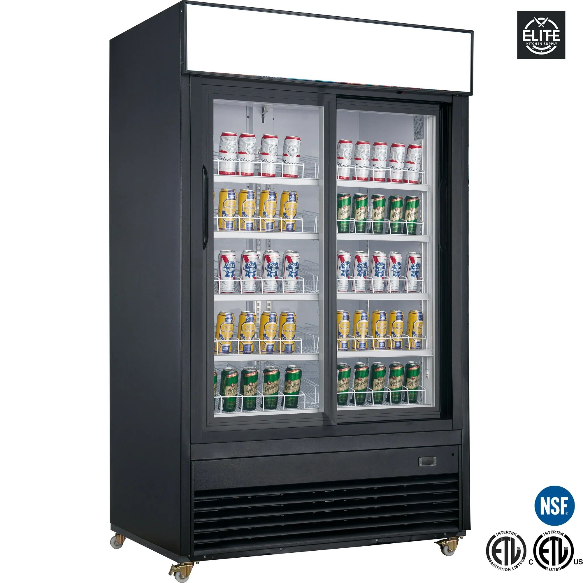 NSF 54 in. Two Door Sliding Glass Door Refrigerator, Commerical Refrigerator 36 Cu.Ft. Slide Door Merchandiser Refrigerator ETL