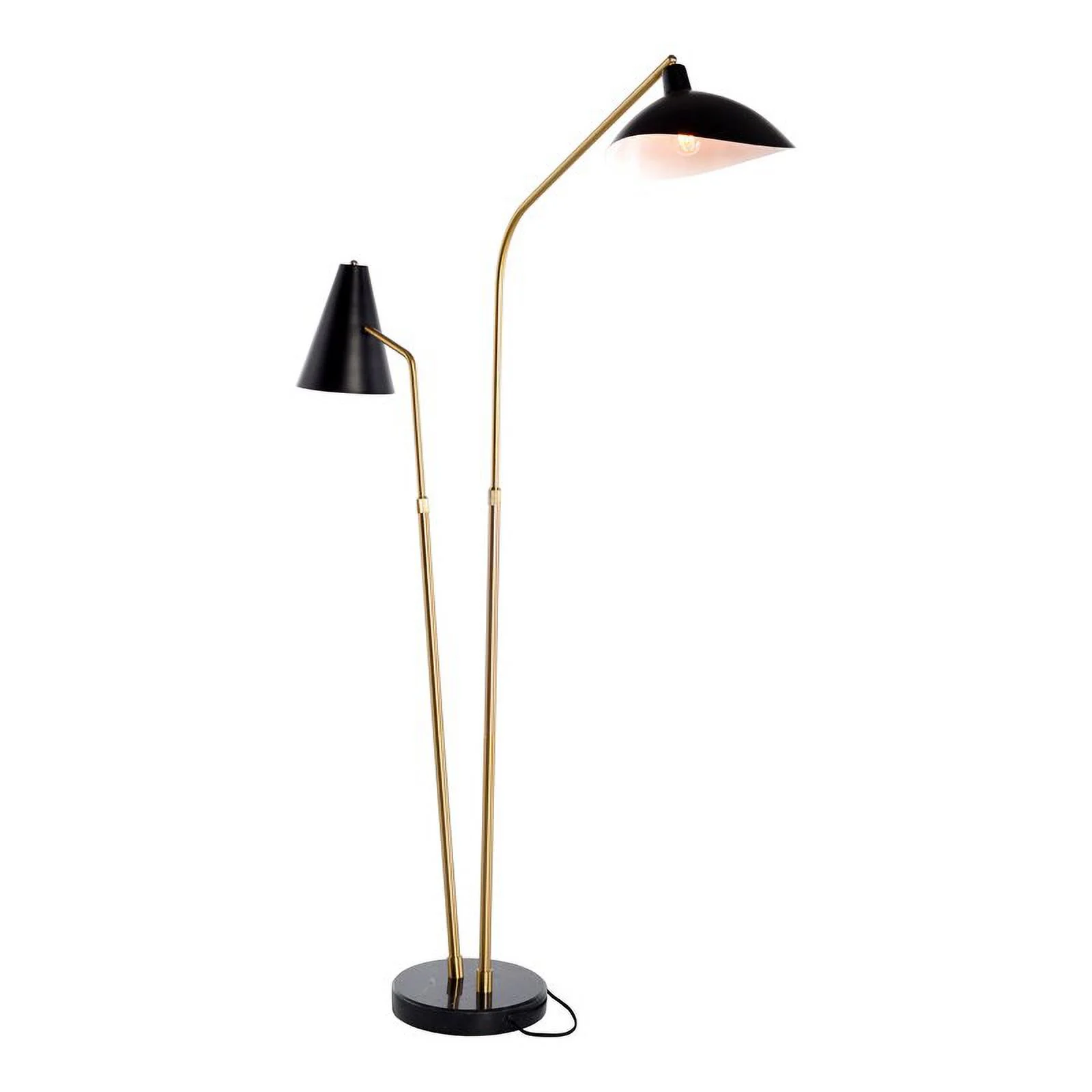 Nuevo Dominique Mid-Century Steel Metal Floor Lighting in Polished Black/Gold