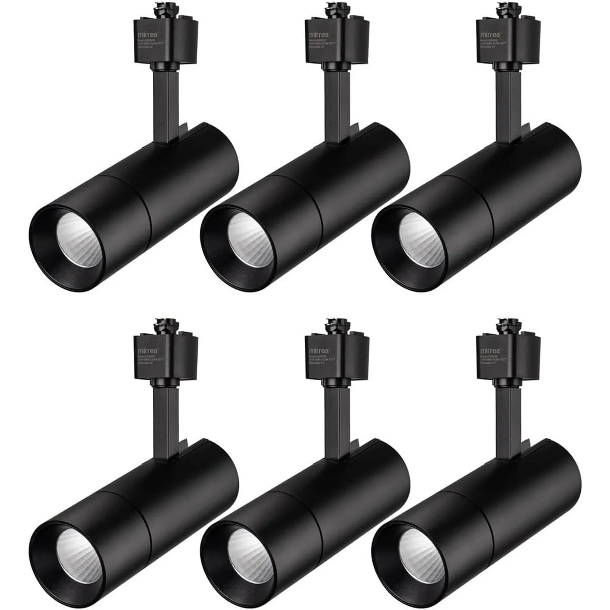 WEIKE 3-color LED Track Lighting Heads Compatible with Single Circuit H Type Rail Ceiling Spotlight 13.5W 3000K / 4000K / 5000K Adjustable Black Painted Pack of 6