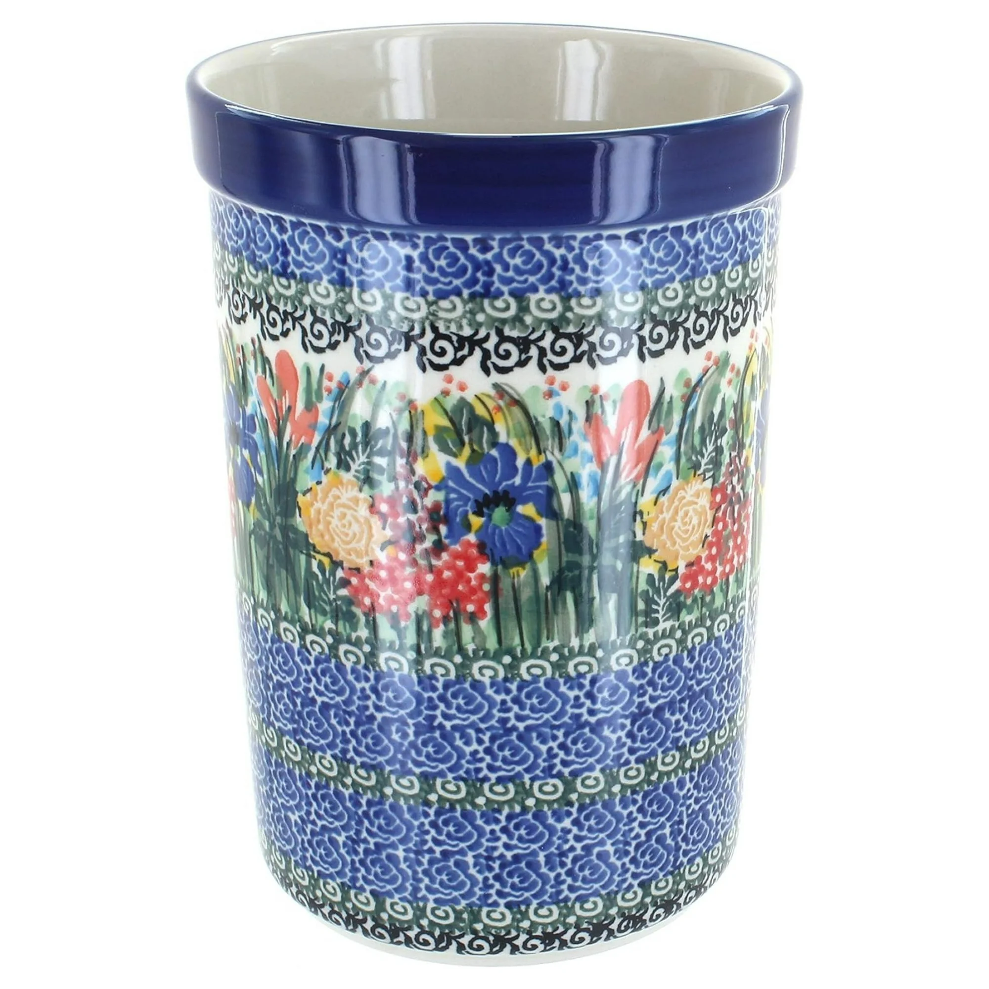ZHANGHU Blue Rose Polish Pottery Summer Utensil Jar