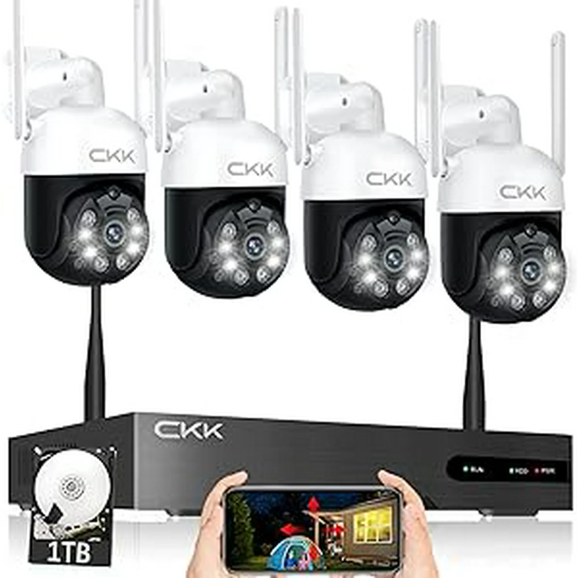 Texas Instruments Wireless Camera Pan Tilt Zoom Wireless Security Camera System,4pcs 3MP PTZ Cameras ...