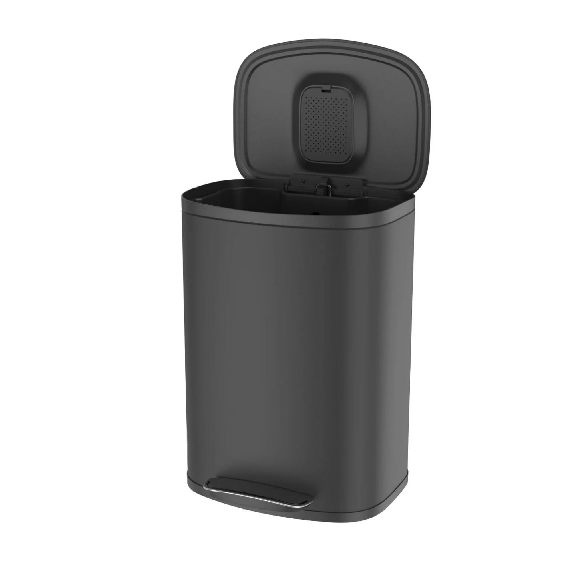 ZHANGHU 50L/13 Gallon Trash Can, Stainless Steel Garbage Can with lid, Heavy Duty Trash Bin w/Soft-Close Foot Pedal & Exquisite Oval Shape Cover, Hands-, Finish, Smudge Resistant