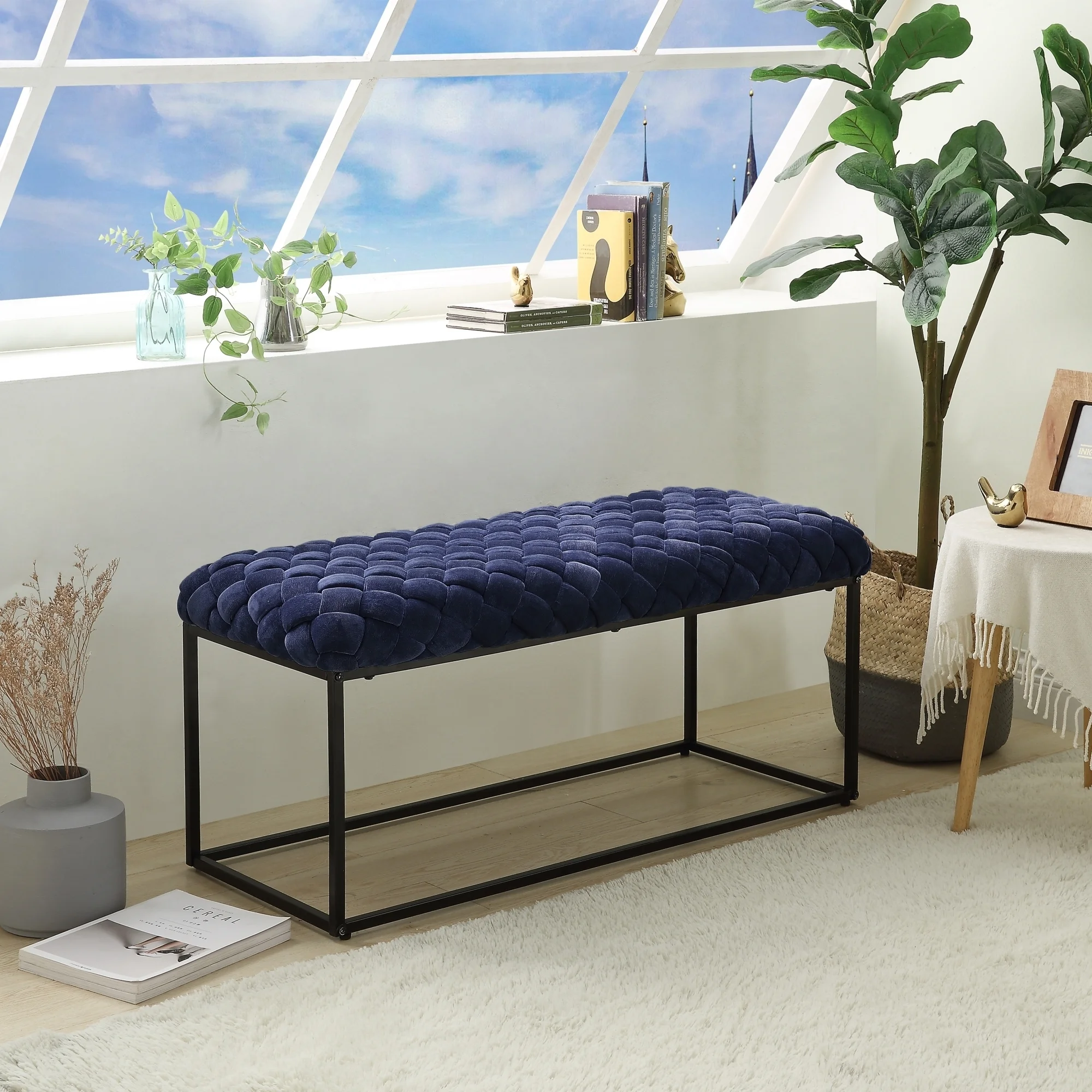 Tobias Bench-Upholstered-Hand Woven