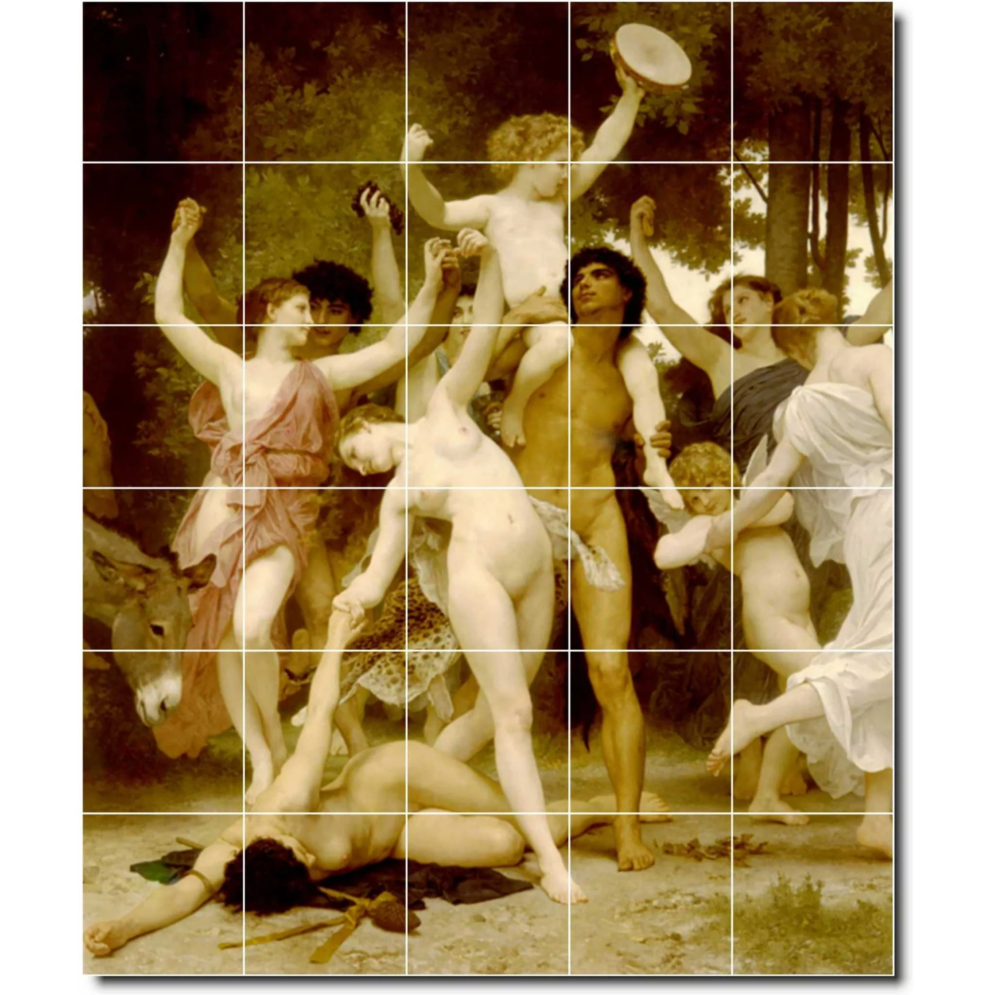 Ceramic Tile Mural-William Bouguereau Mythology Wall Tile Mural 17. 21.25