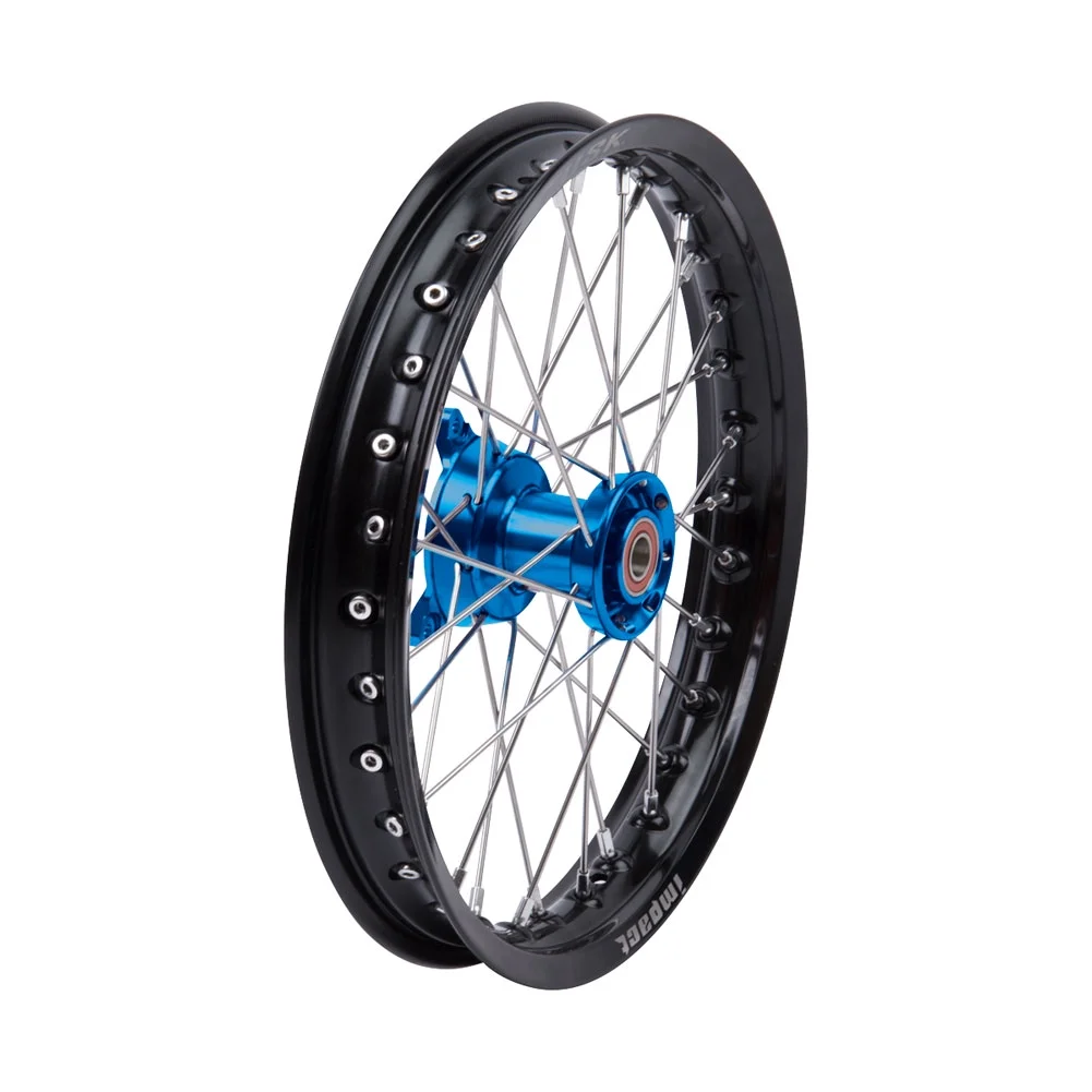 Tusk Impact Complete Wheel - Front 21 x 1.60 Black Rim/Silver Spoke/Blue Hub For Sherco 125 SE-R Racing 2017-2021