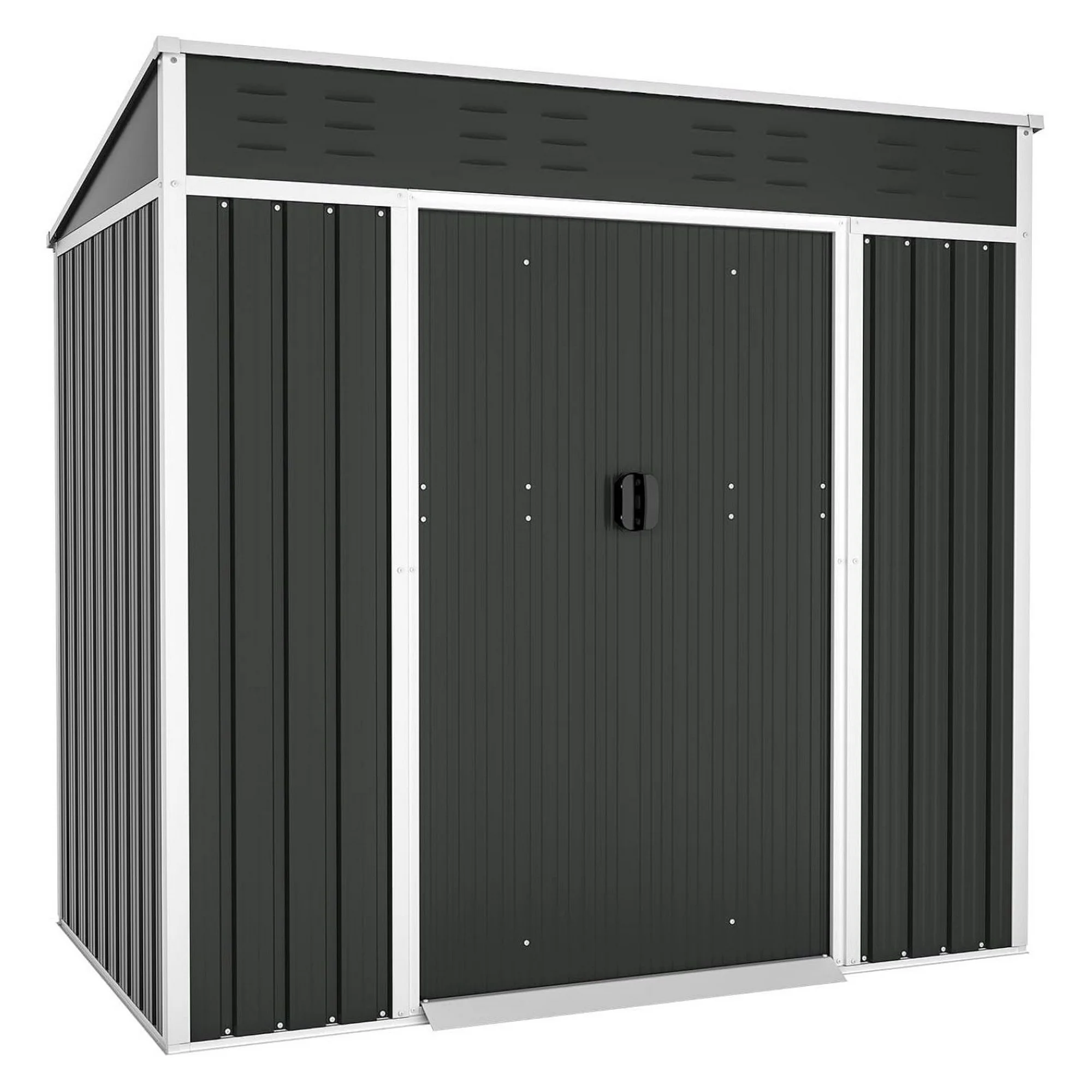 ZHANGHU 4x6 FT Outdoor Storage Shed Metal Garden Shed Tool House with Ventilation & Sliding Door for Garden, Courtyard, Lawn (Grey)