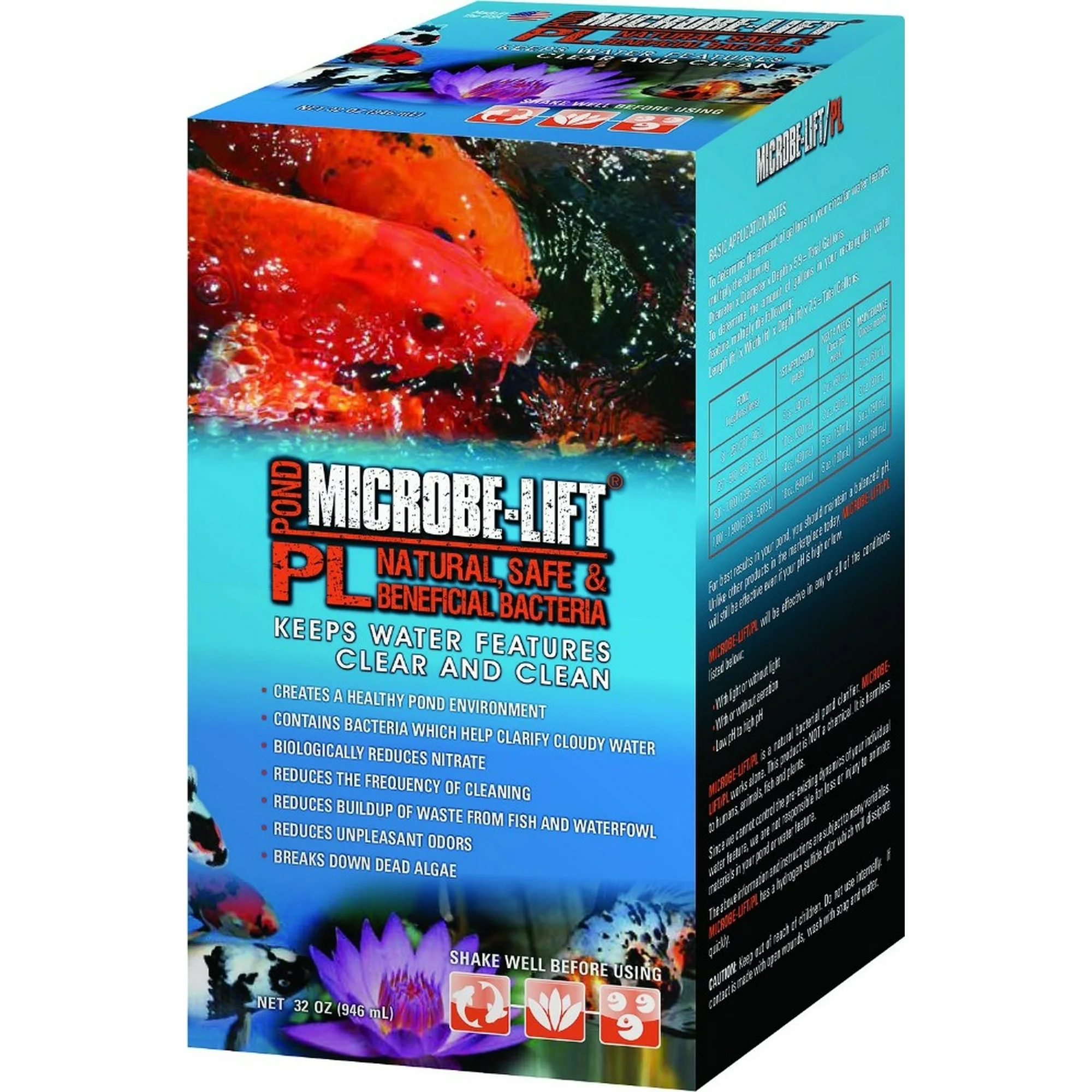 [Pack of 4] Microbe-Lift PL Beneficial Bacteria for Ponds 32 oz
