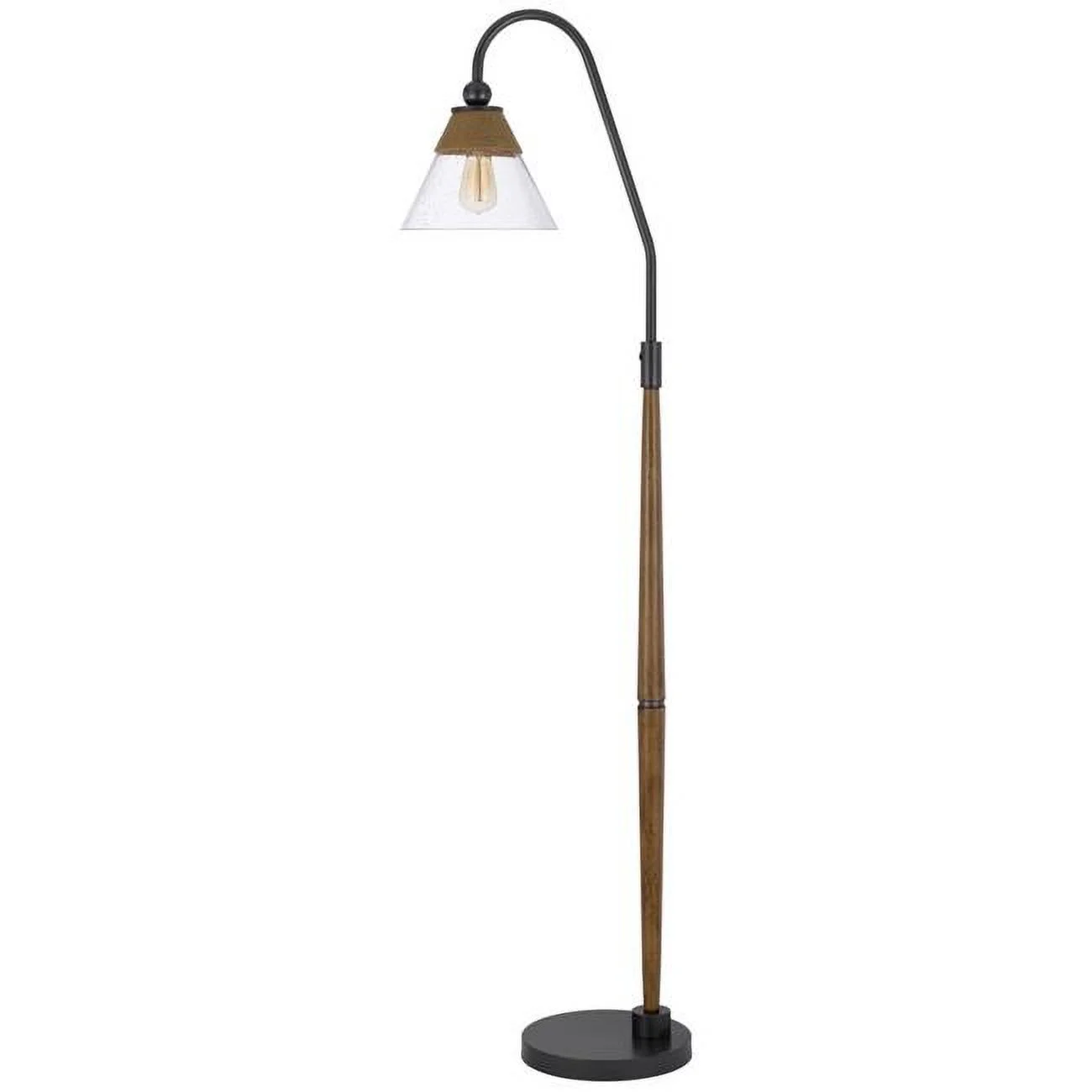 HomeRoots 526327 71 in. Traditional Shaped Floor Lamp with Clear Transparent Glass Empire Shade, Brown