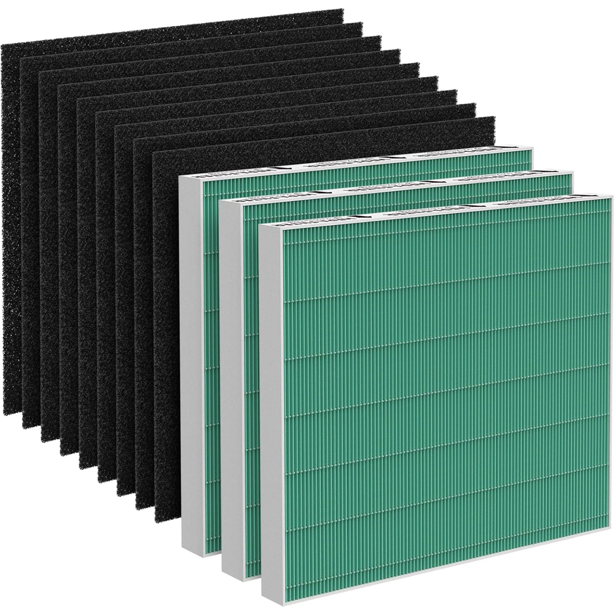 3-Pack Ap-1512Hh True Hepa Replacement Filter, Compatible With Coway Ap-1512Hh Mighty Purifier, Part# 3304899, With 9 Extra Carbon Filters-Green Version