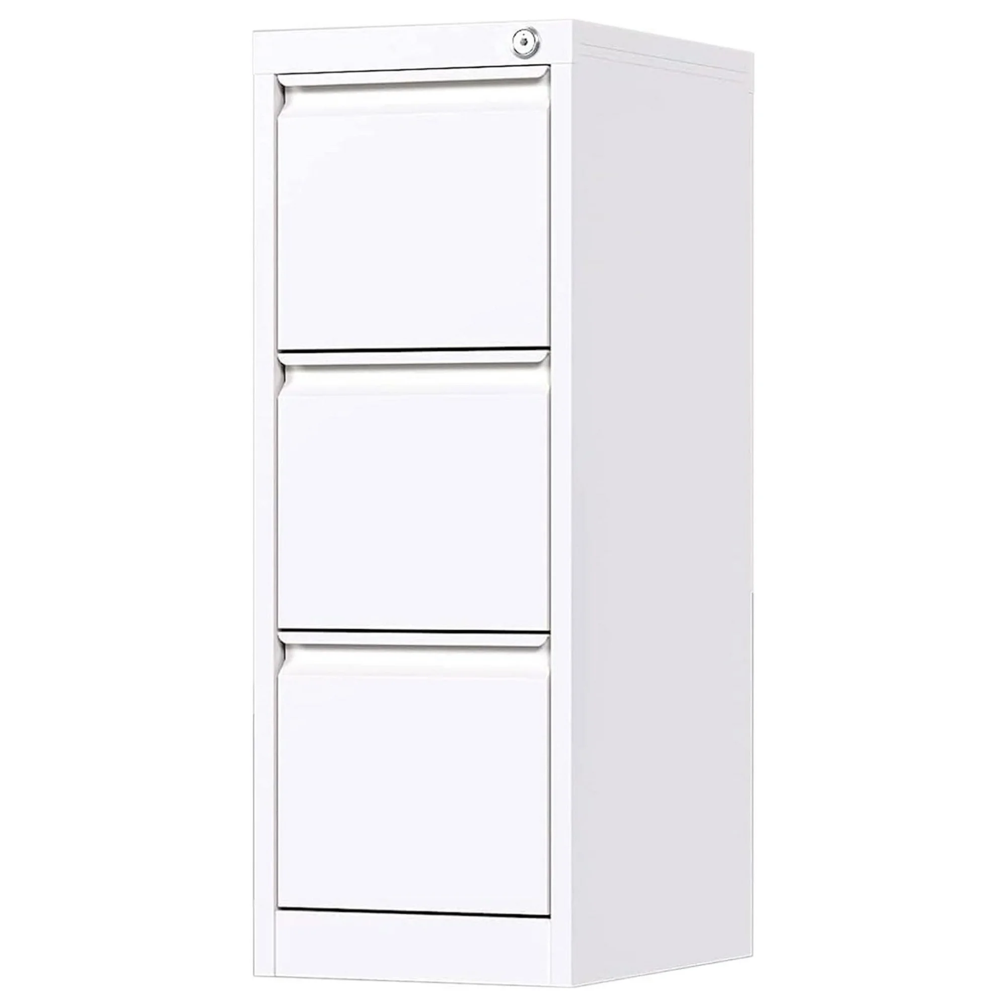 ZHANGHU 3 Drawer Metal Vertical File Cabinet with Lock, Metal Storage Cabinet for Hanging Files Letter/Legal/A4 Size,Steel Filing Cabinet for Home Office,Assembly Required (White,3 Drawer)