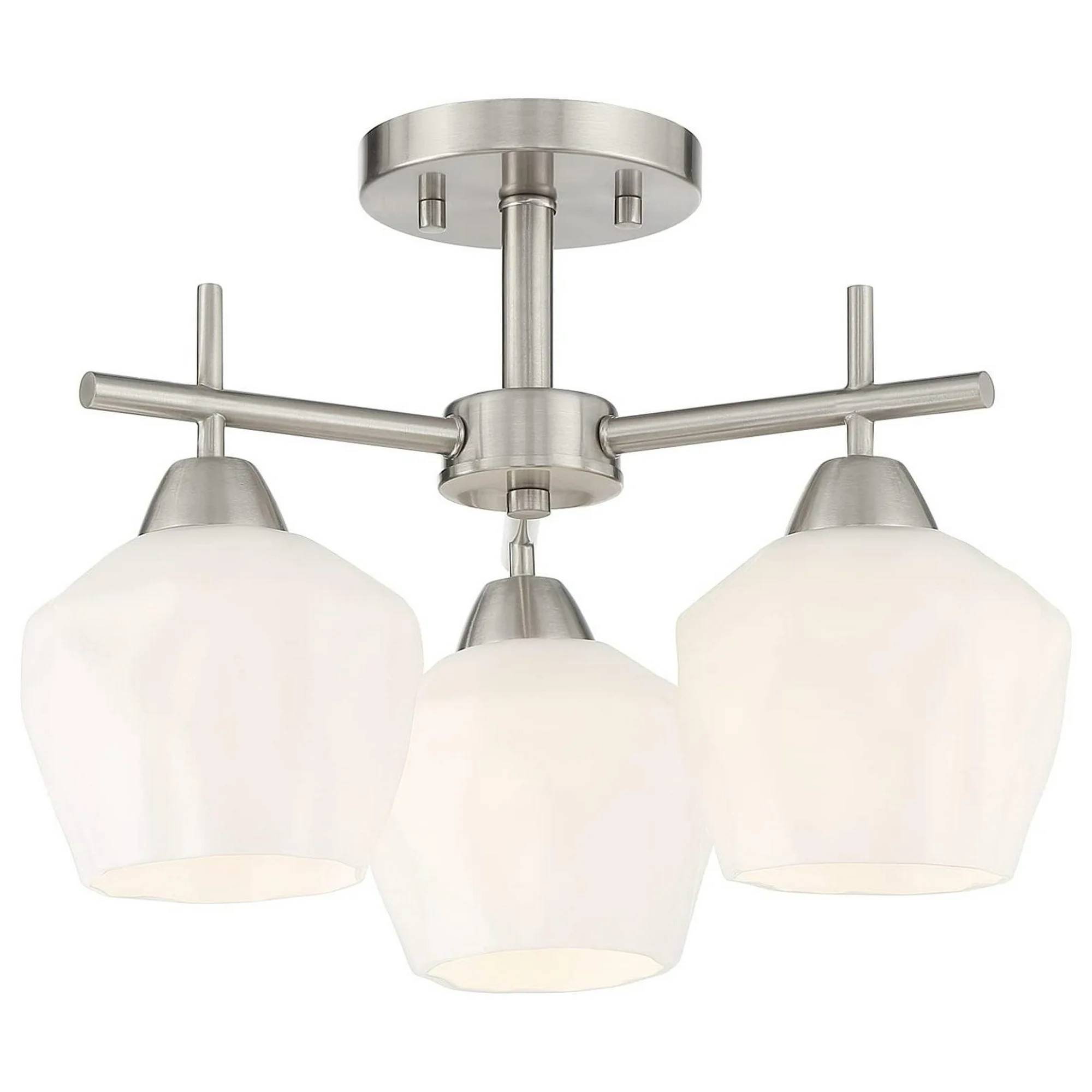 ZHANGHU 2172-84 Camrin Etched Opal Frosted Glass Convertible Semi Flush/Chandelier, 3-Light 180 Total Watts, 13