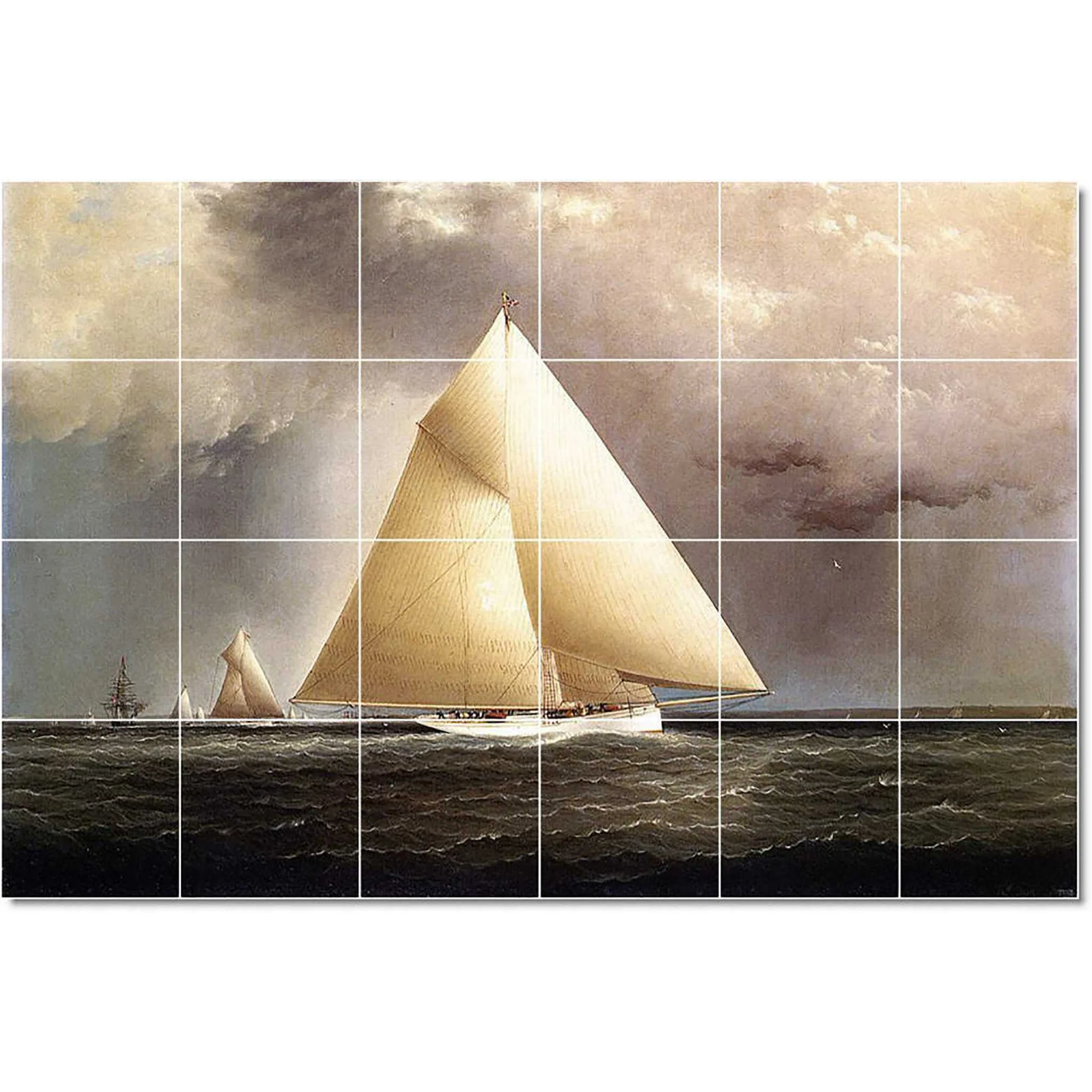 Ceramic Tile Mural-James Buttersworth Ships Tile Mural Commercial Construction Design Idea. 25.5